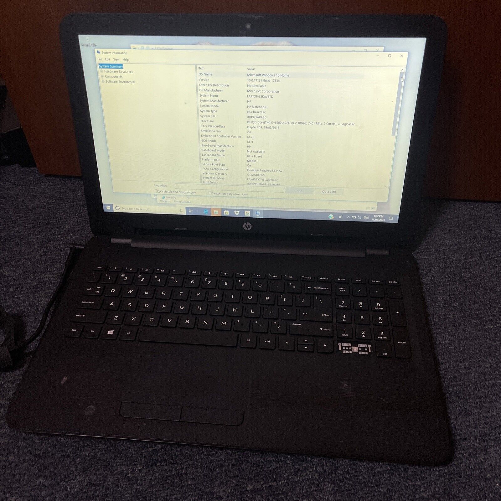 HP TPN-C125 i5-6200U 2.3Ghz 15.6″ 8gb RAM 1tb *Flat Battery & Key Missing*