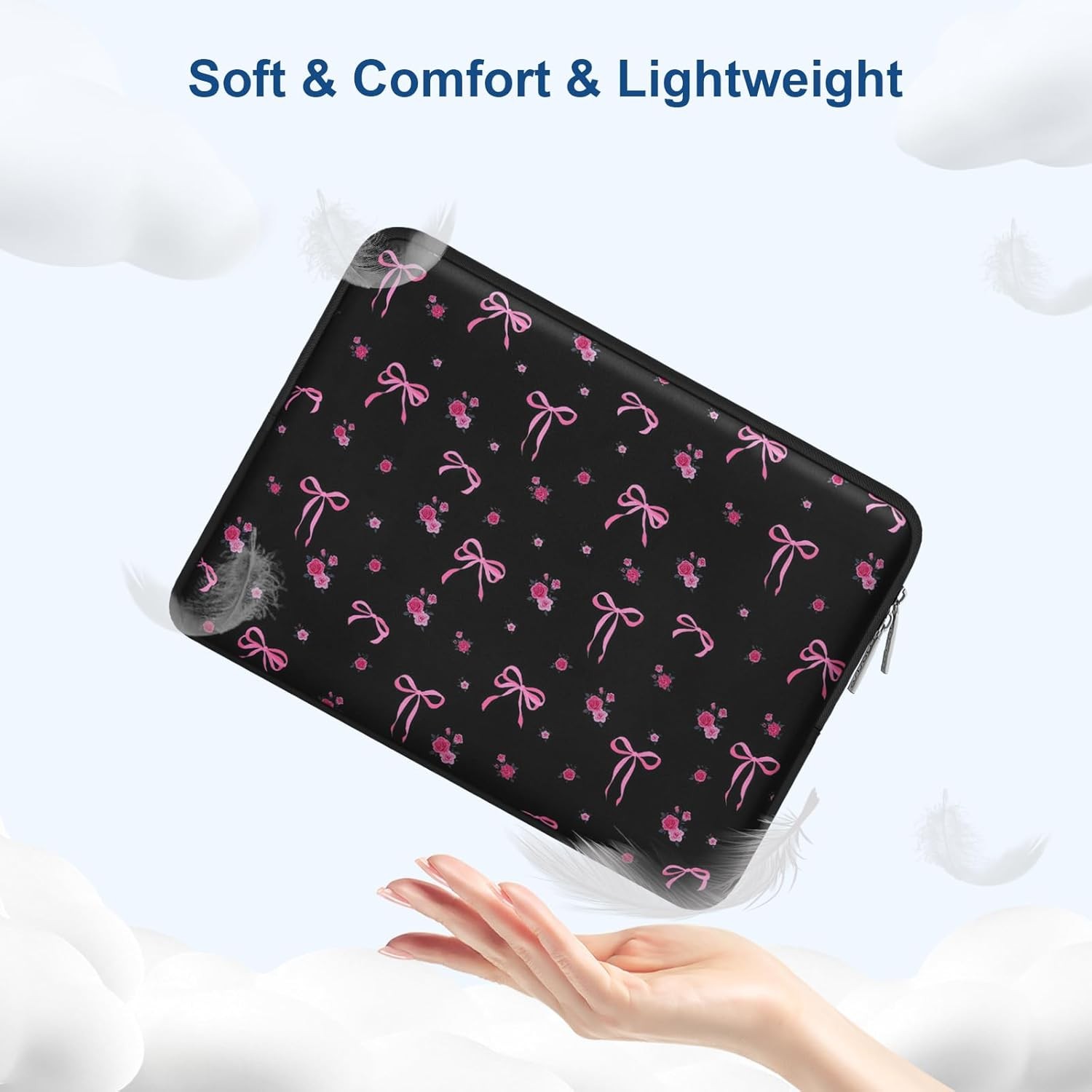 Neoprene Laptop Sleeve for 13.3 Inch Laptops, Includes Small Case Cover, Roses&B