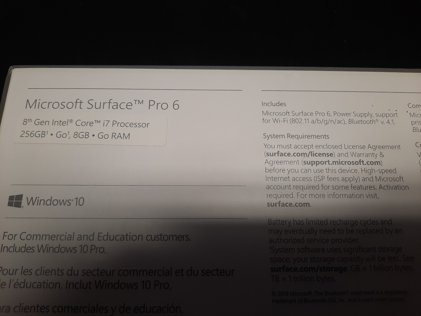 Microsoft Surface Pro 6 8th Gen 12.3″ Wi-Fi, 256GB, i7, 8 GB Black