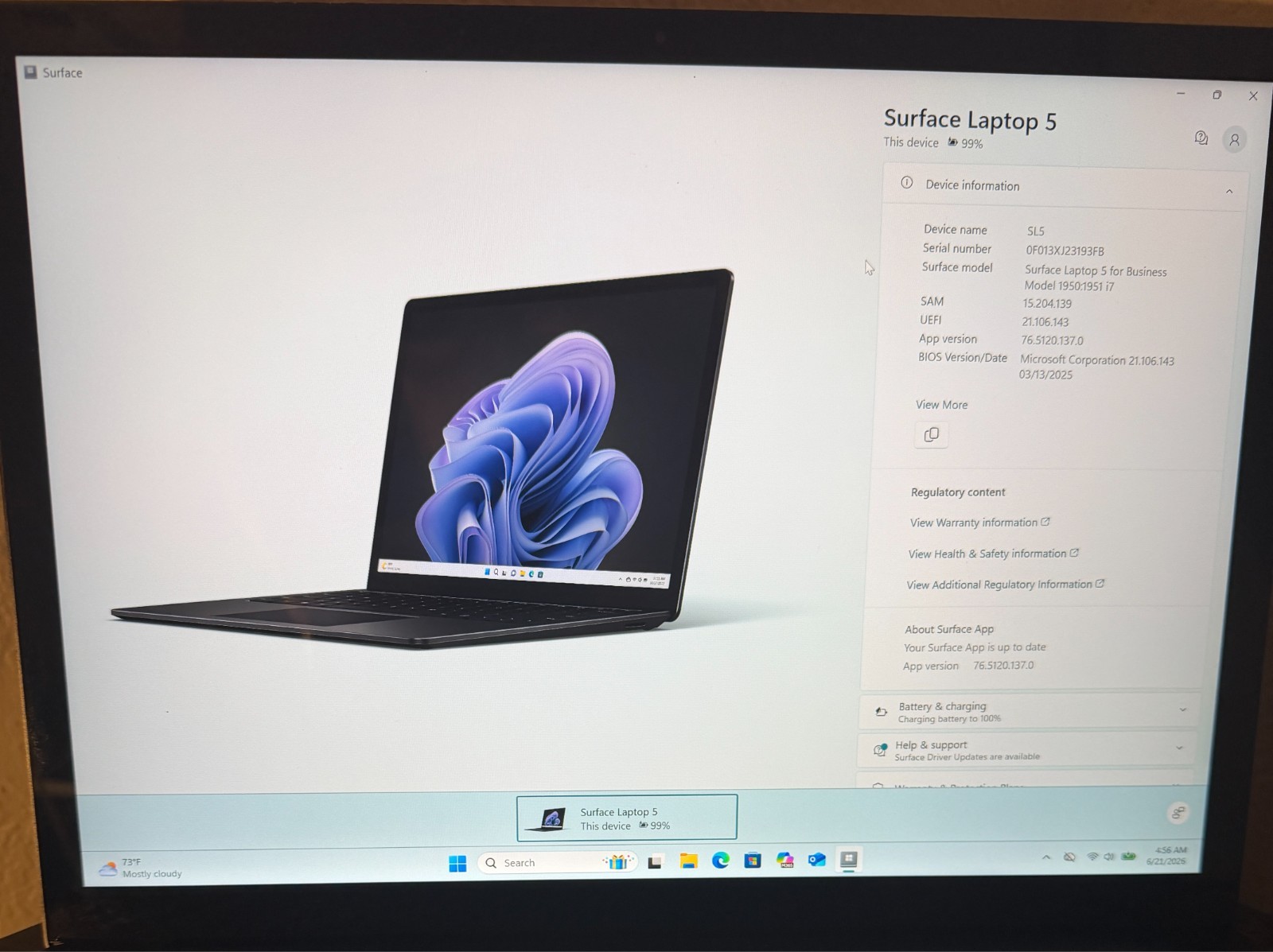 Microsoft Surface Laptop 5 13.5″ i7-1265U 16GB Ram 256GB SSD Good Condition