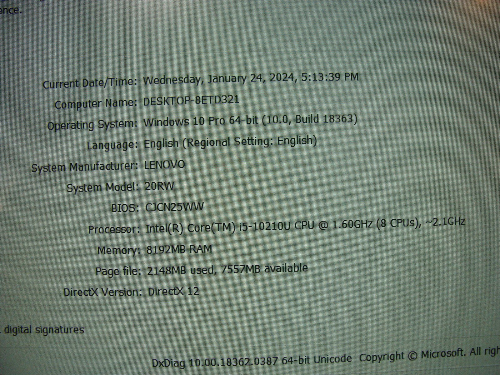 6 cycles Lenovo ThinkBook 15-IML 15.6″FHD i5 10th Gen 1.6GHz 8GB 256GB +Charger