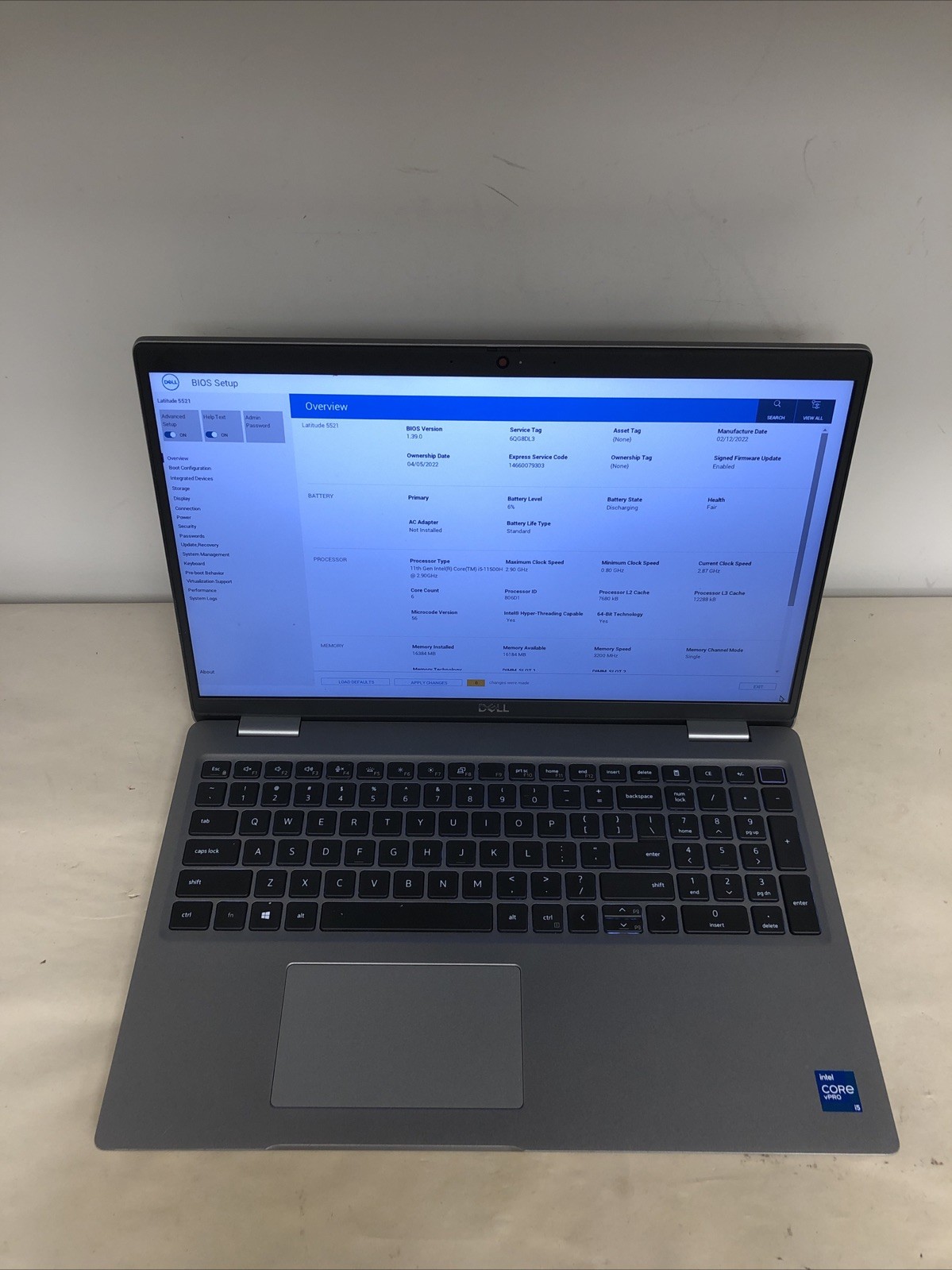 Dell Latitude 5521 i5-11500H 16GB RAM NO SSD