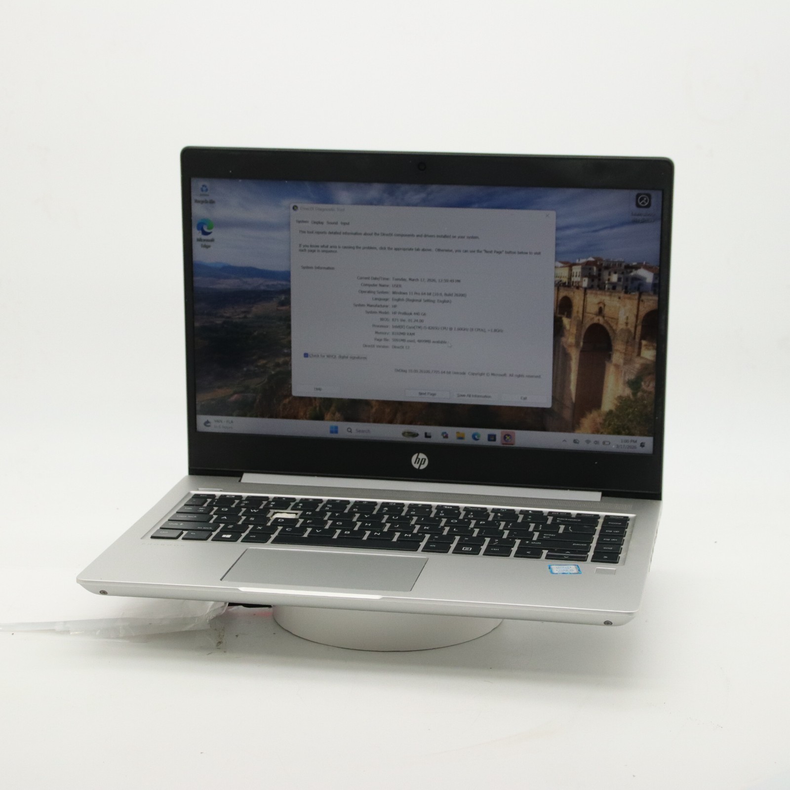 HP ProBook 440 G6 – Intel i5-8265U – 8GB RAM – 256GB SSD (See Notes)