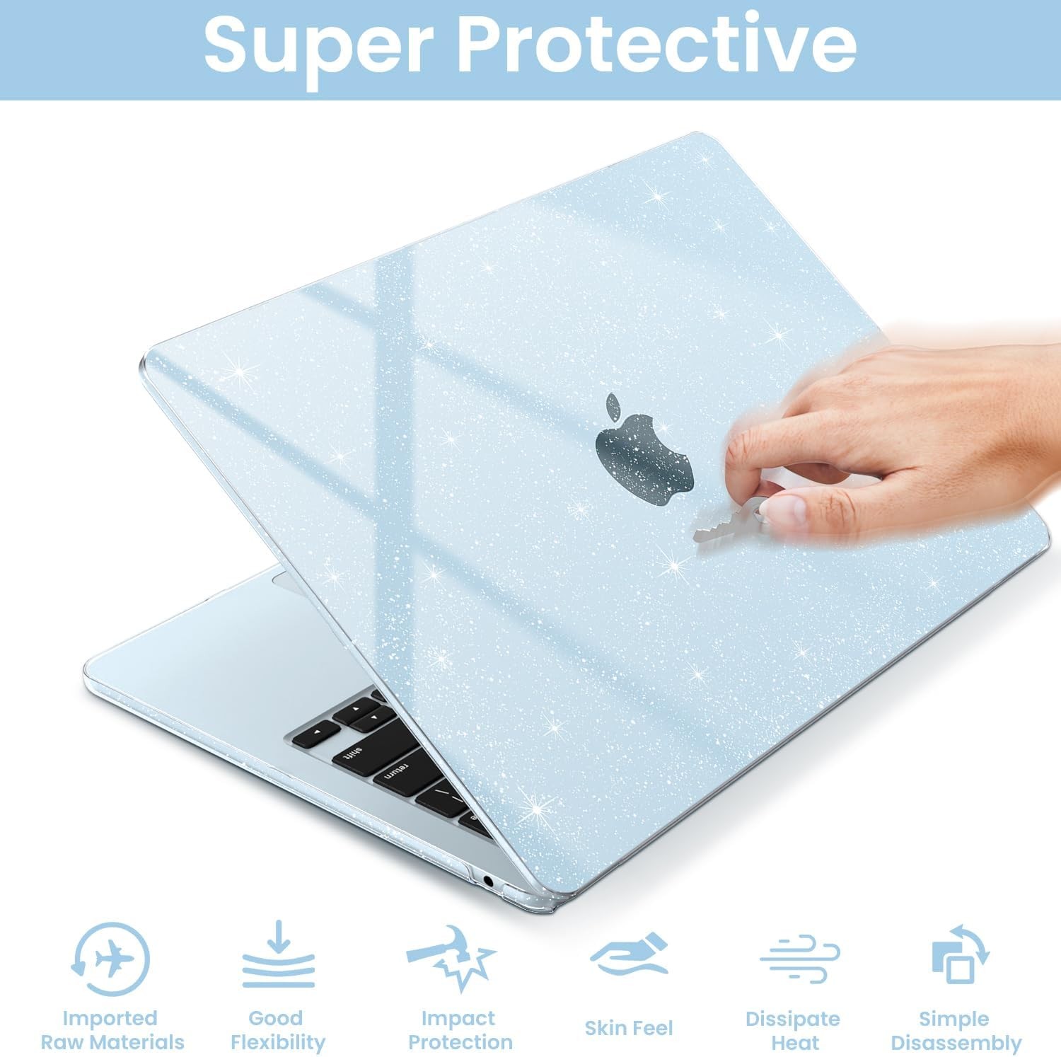 Compatible with MacBook Air 13 inch Case Glitter 2026 2025-2022 M5 M4 M3 M2