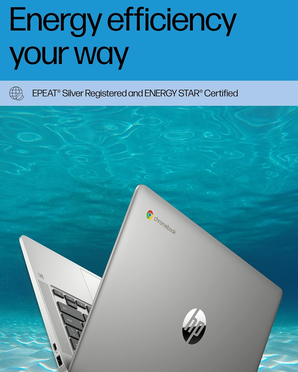 HP Chromebook 14 Laptop, Intel Celeron N4120, 4 GB RAM, 64 GB Emmc, 14″ HD Displ