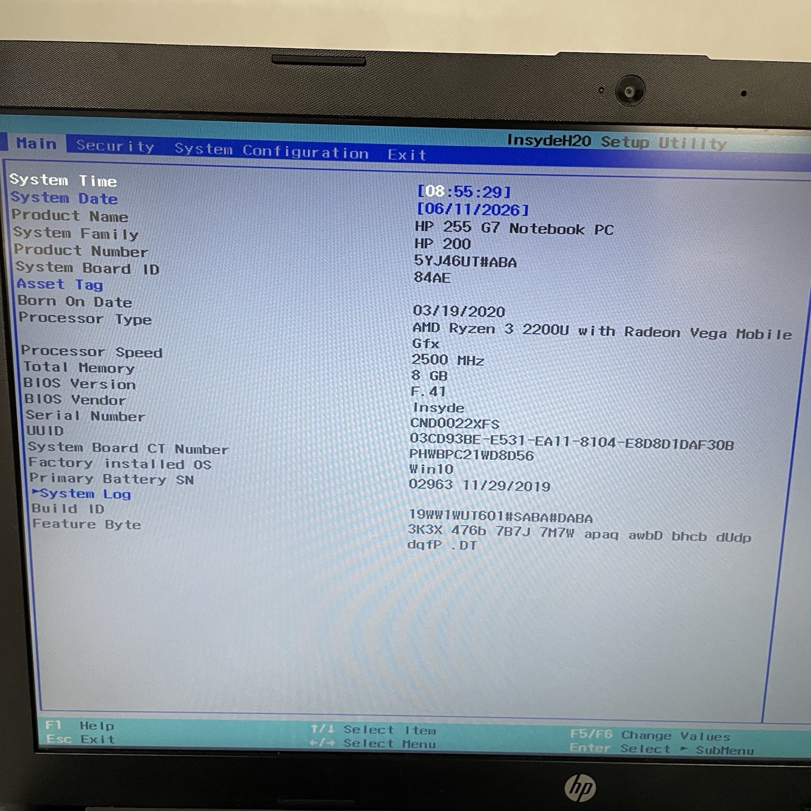 HP 255 G7 15.6″ Ryzen 3 2200U 2.50 GHz 8 GB RAM No SSD/OS/AC
