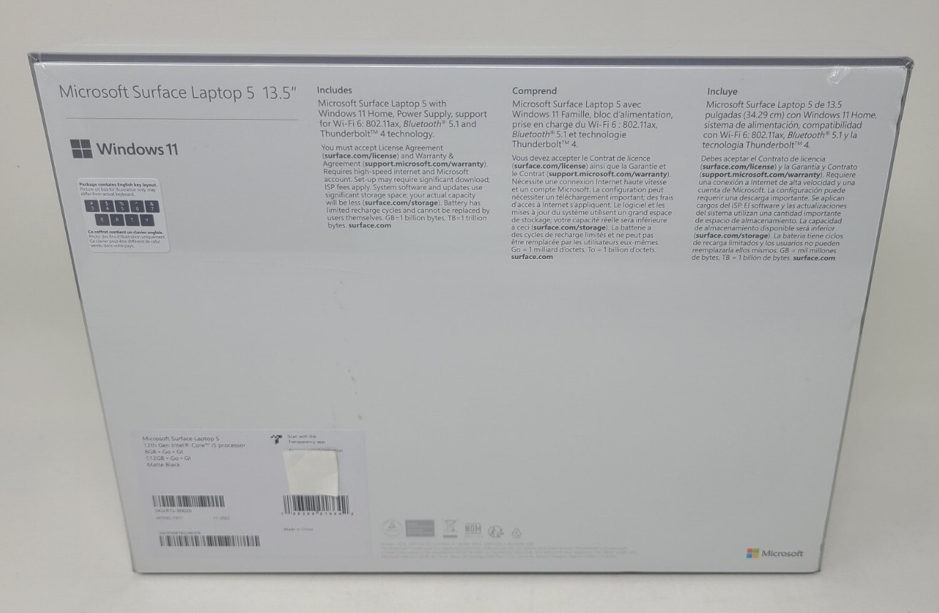 Microsoft Surface Laptop 5 13.5″ (512GB SSD, Intel Core i5 12th Gen. New-Sealed