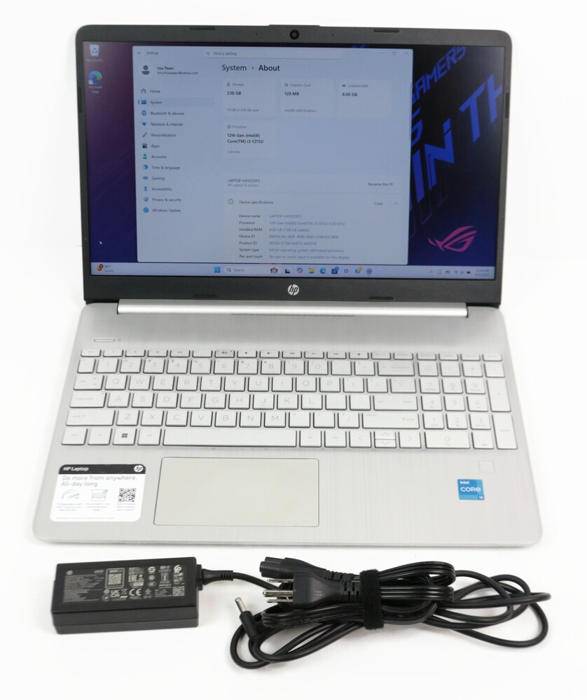 HP Win11 Laptop w Charger, 15-DY5131WM, 256gb SSD, 8gb, Intel Core i3 1.20GHz