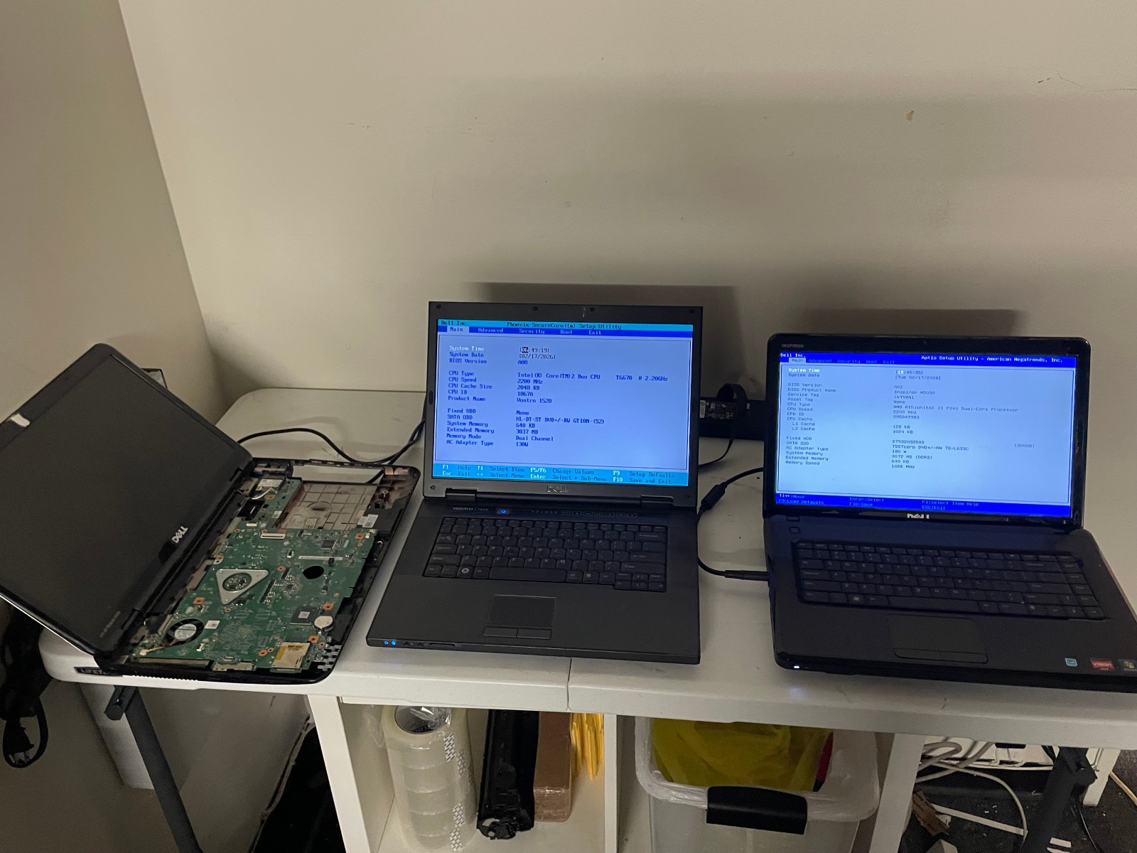 Lot of 3 Dell laptops: Vostro 1520, Inspiron M5030, N5110 Fix/repair wholesale