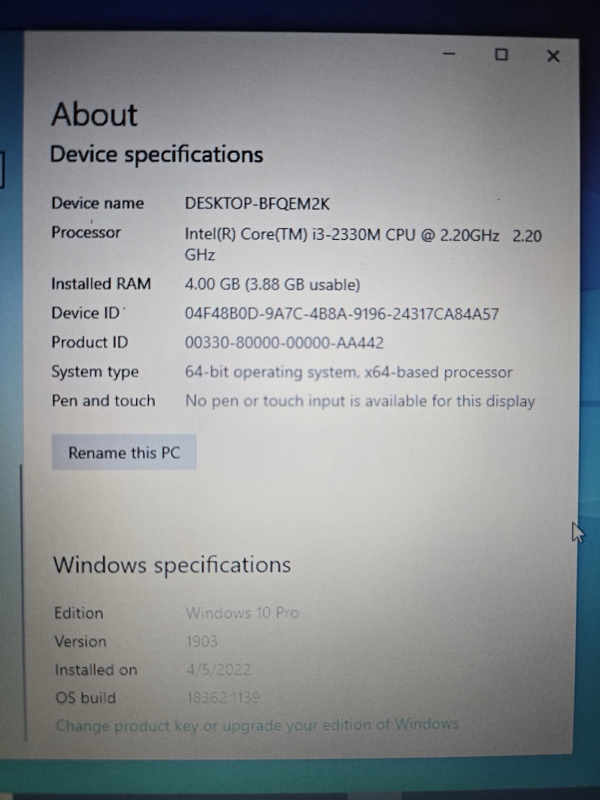 13.3″ DELL LATITUDE E6320 INTEL CORE i3-2330M 2.20GHZ 4GB RAM 320GB W10P