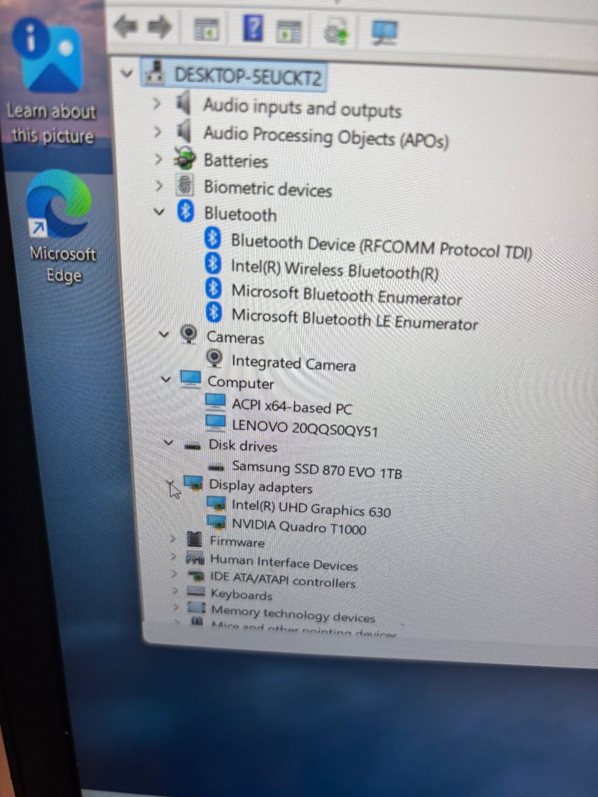 LENOVO THINKPAD P53 i7-9850H 2.60GHZ RAM 8GB SSD 1TB NVIDIA T1000 BLEUTOOTH
