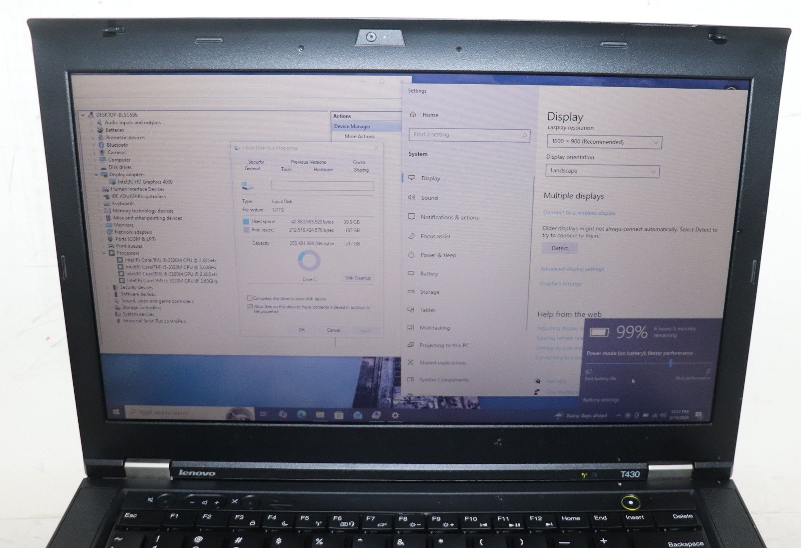 Lenovo ThinkPad T430|Core i5@2.60 GHz|8GB RAM|256GB SSD|WIN10. PROF|Webcam