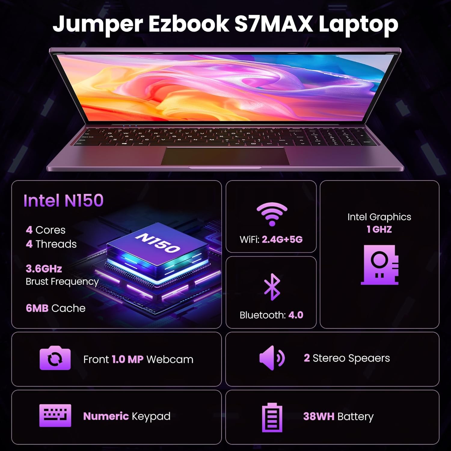 jumper 16 Inch Laptop,12th N150 Processor,1200P IPS Display,1-Year Office…
