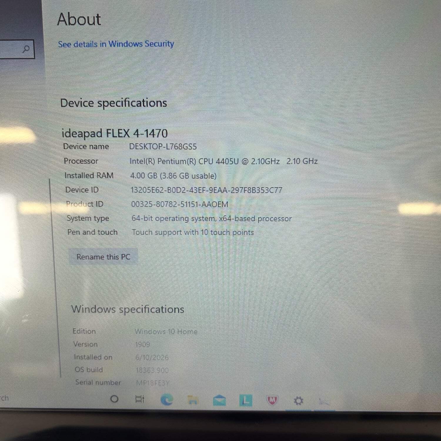 Lenovo Ideapad FLEX 4-1470 14″ Pentium 4405U 2.1GHz 4GB RAM 500GB HDD