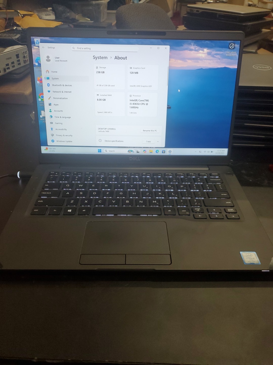 Dell Latitude 7400 14″ i5-8365U 8GB 256gb SSD Laptop W11P 122425-1