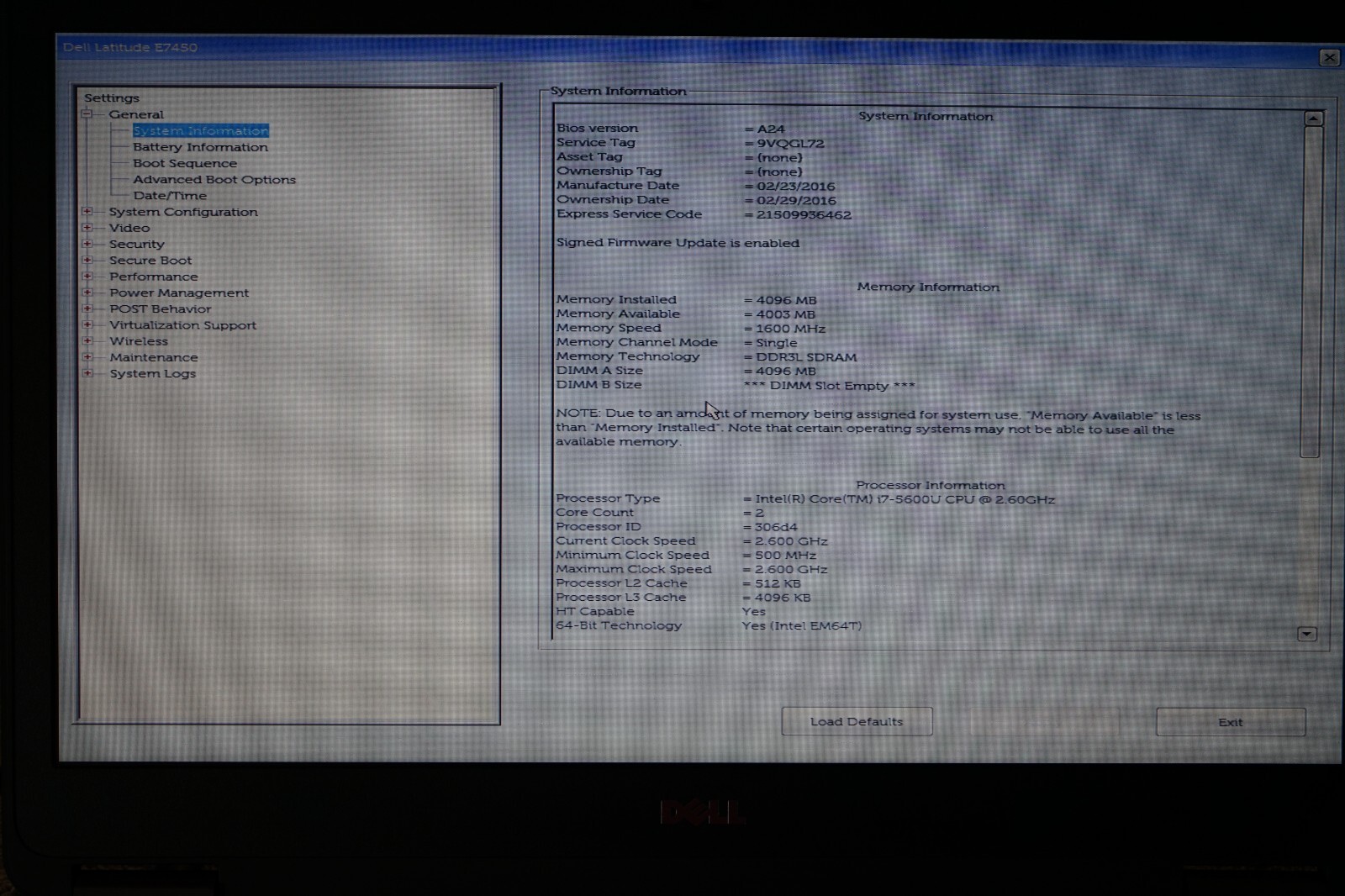 ^ Dell Latitude E7450 14″ Intel i7-5600U @ 2.60GHz 4GB Ram No HD #C1667