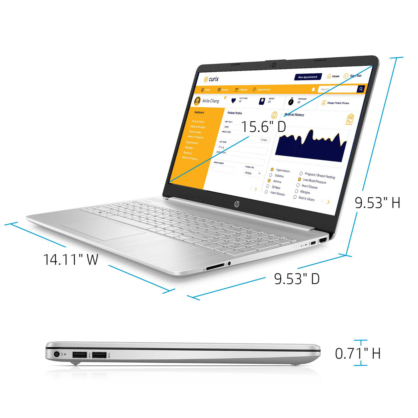 HP 15.6″ HD Laptop Intel 10th Gen i3-1005G1 4GB RAM 128GB SSD Windows 10 Home