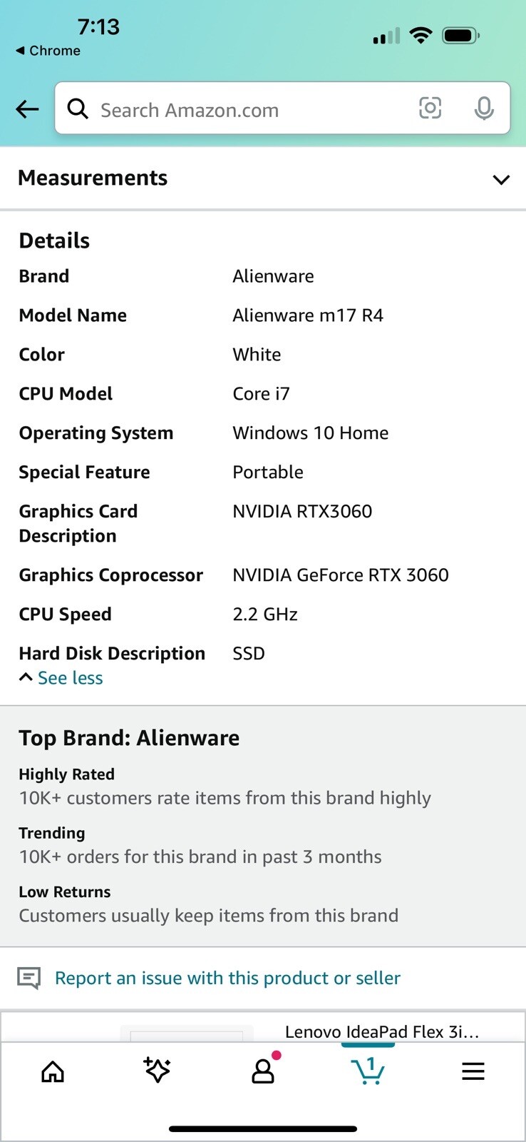 Alienware m17 R4, 17.3 inch FHD (Full HD) Gaming Laptop