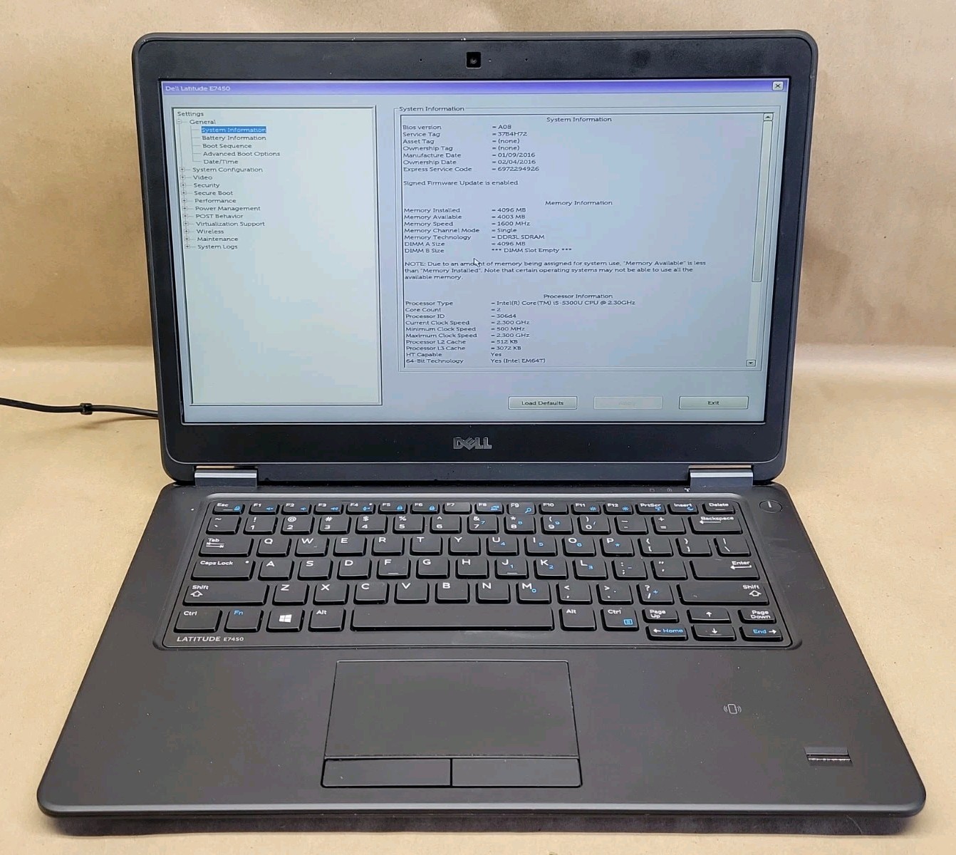 Dell Latitude E7450, Intel Core i5-5300U @ 2.3GHz, 4GB RAM, NO SSD, NO OS *READ*