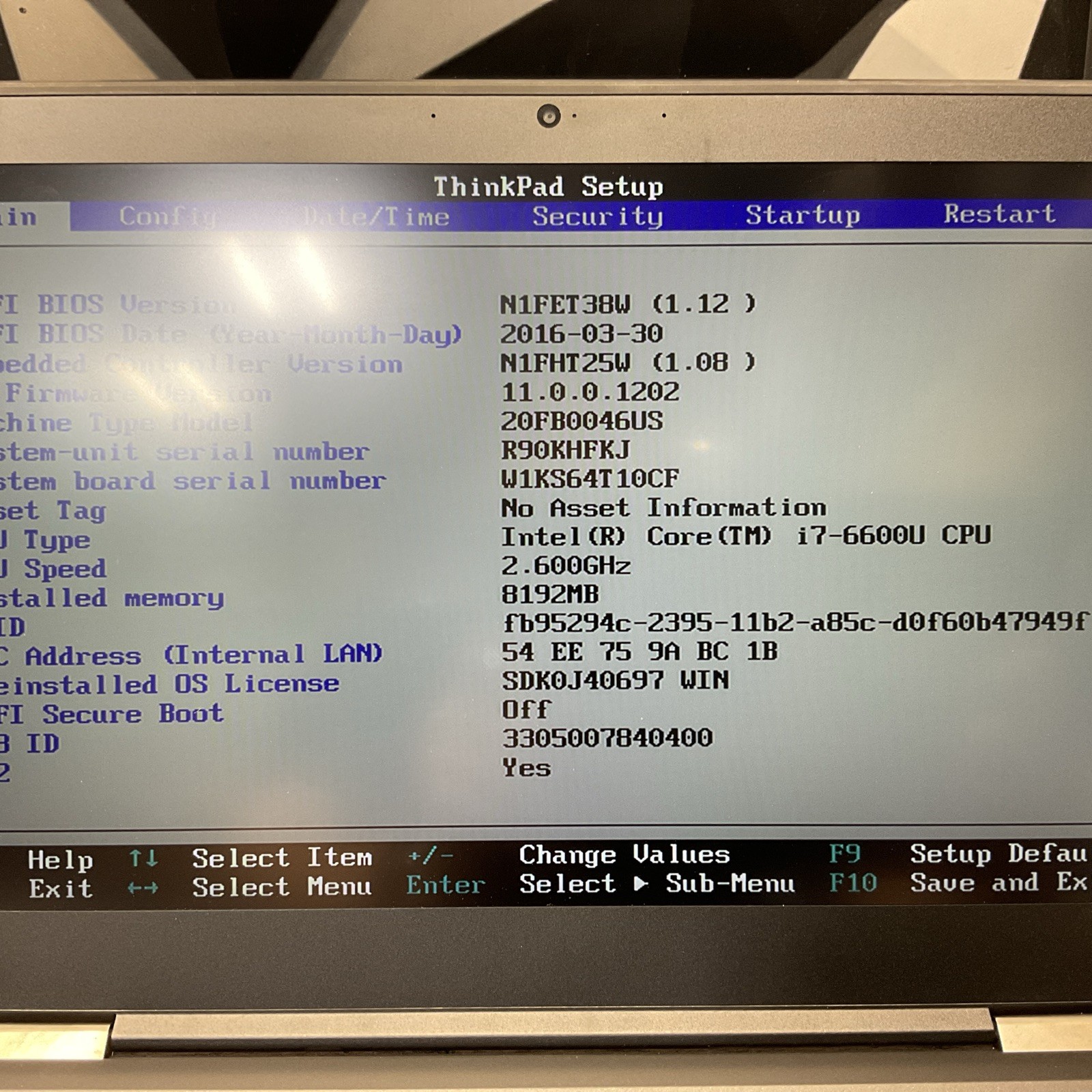 Lenovo ThinkPad X1 Carbon 4th Gen / i7 6th / 8GB / No SSD / O10