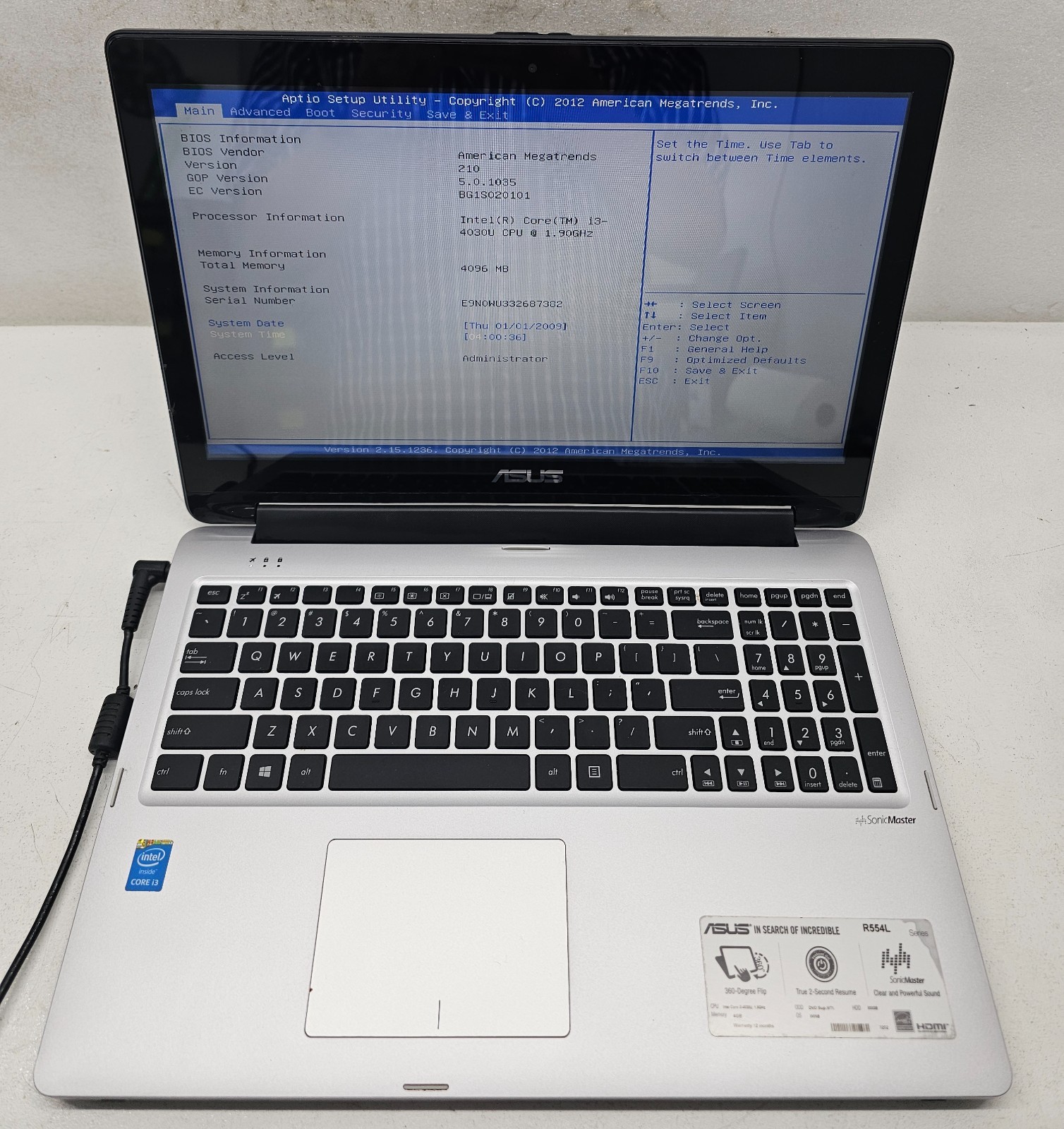 Asus R554LA-RH31T 15.6″ 2-in-1 Laptop Intel Core i3-4030U 4GB RAM No HD/OS (FL)