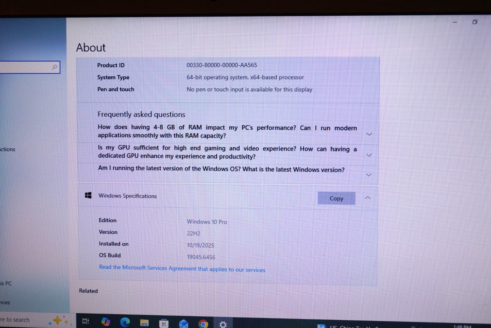 Active Latest 22H2 WIN10 PRO Toshiba C55-A5300@1.80GHz,4GB RAM 500GB HDD