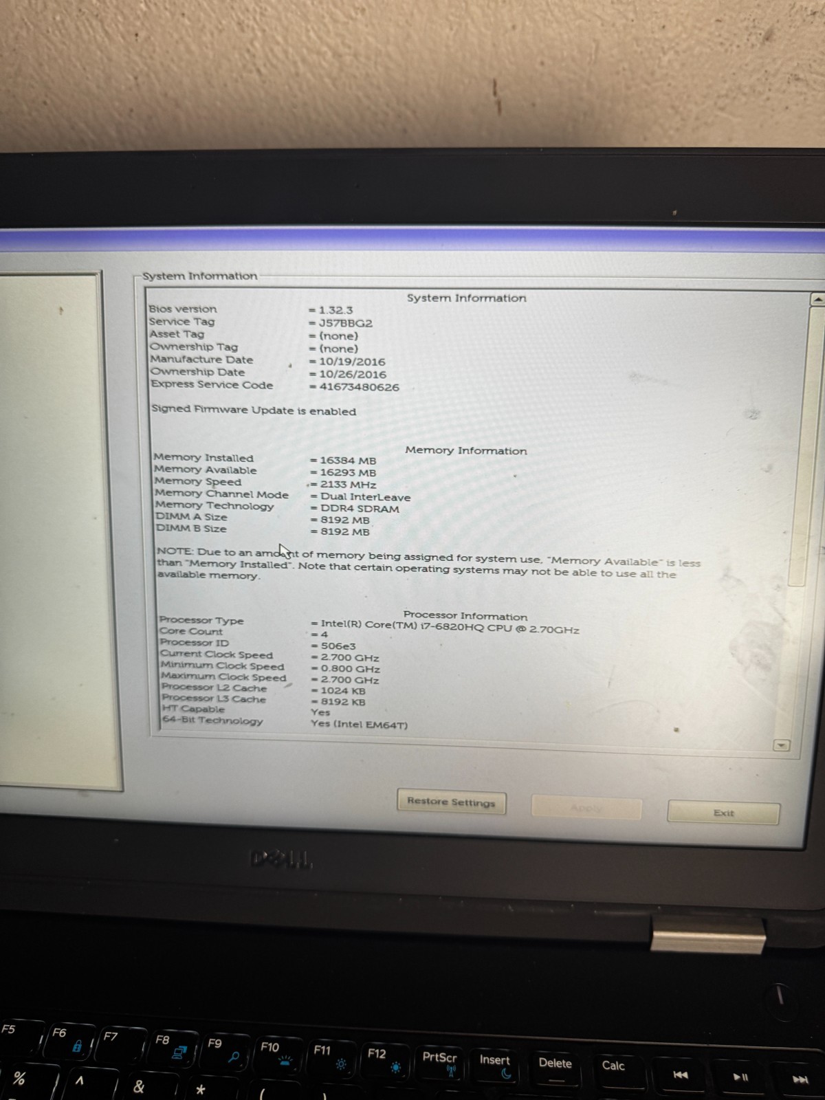 Dell Latitude E5570 Intel Core i7-6820HQ, 16GB RAM Laptop *READ #5915