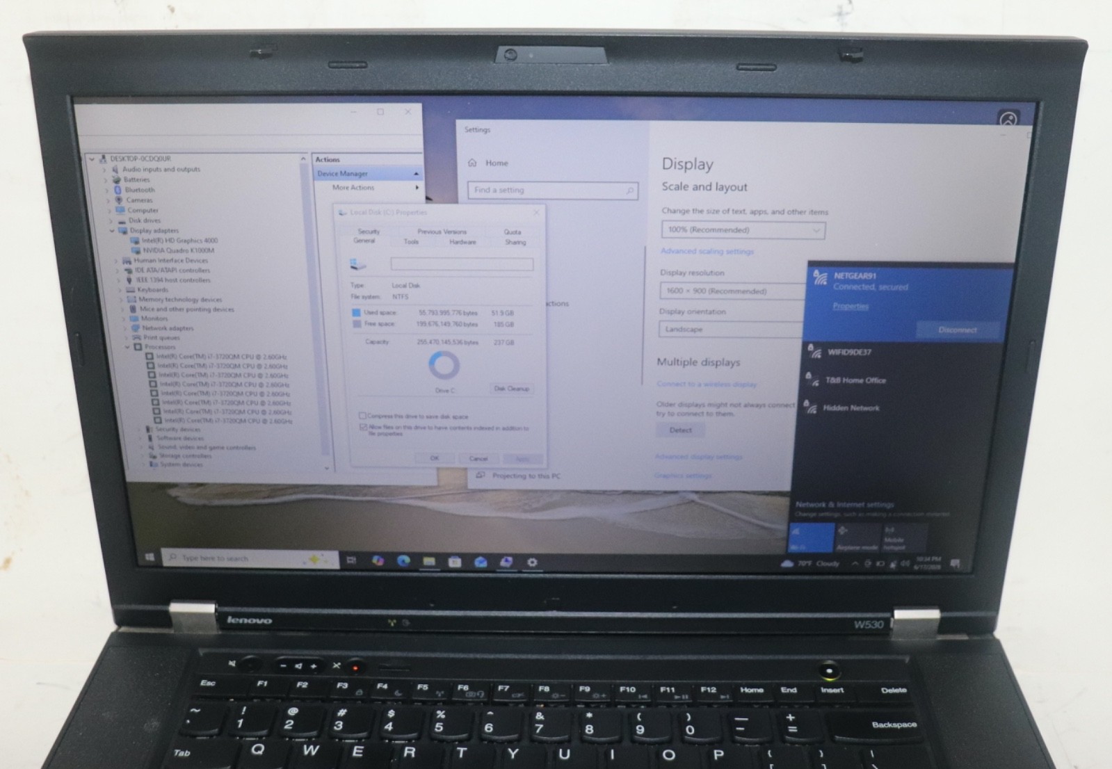 Lenovo ThinkPad W530|Core i7@2.60 GHz|16GB RAM 256SSD|WIN 10. PROF|NVIDIA|WiFi