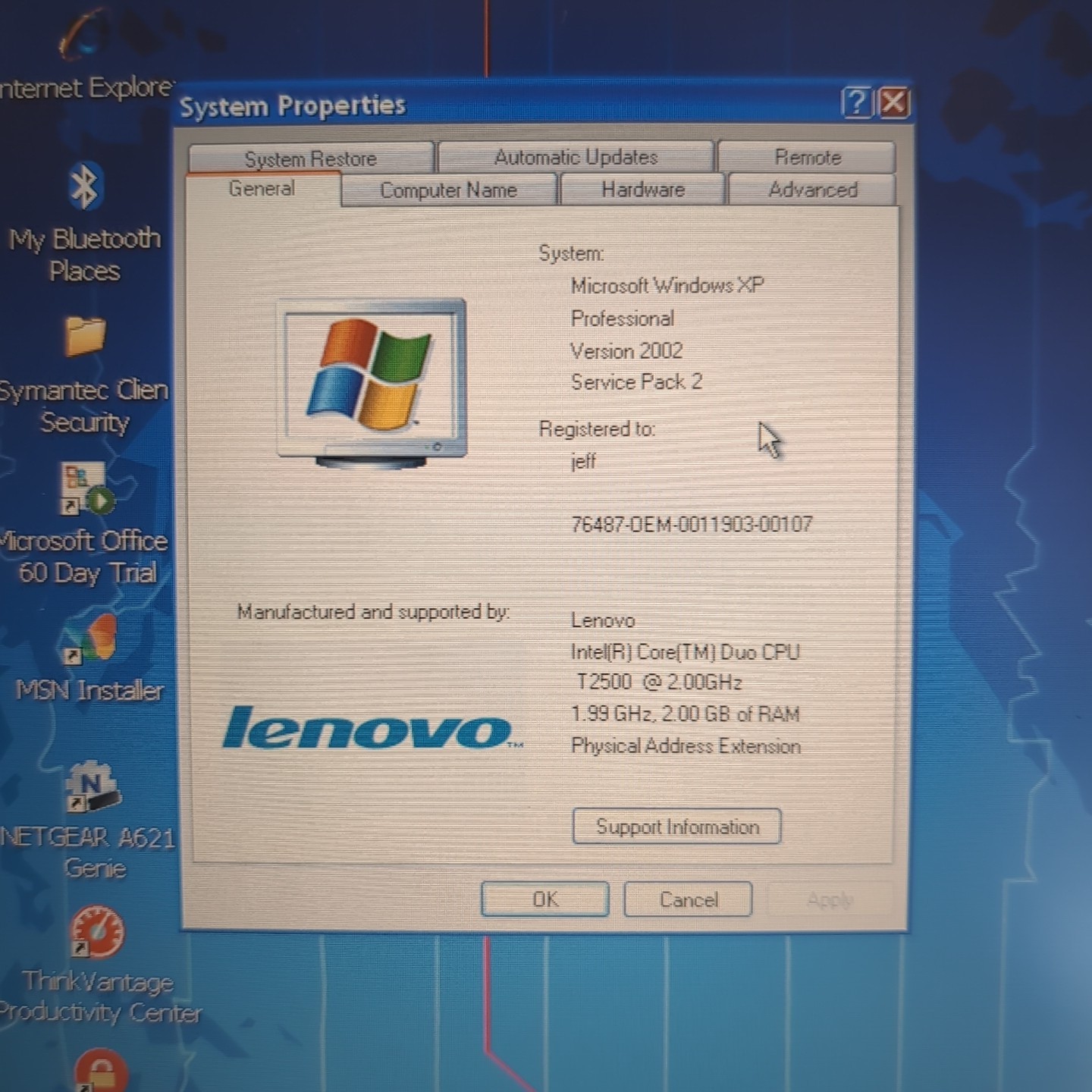 TESTED IBM Thinkpad T60 Laptop Intel 2 Ghz Centrino Duo 2GB RAM Windows XP