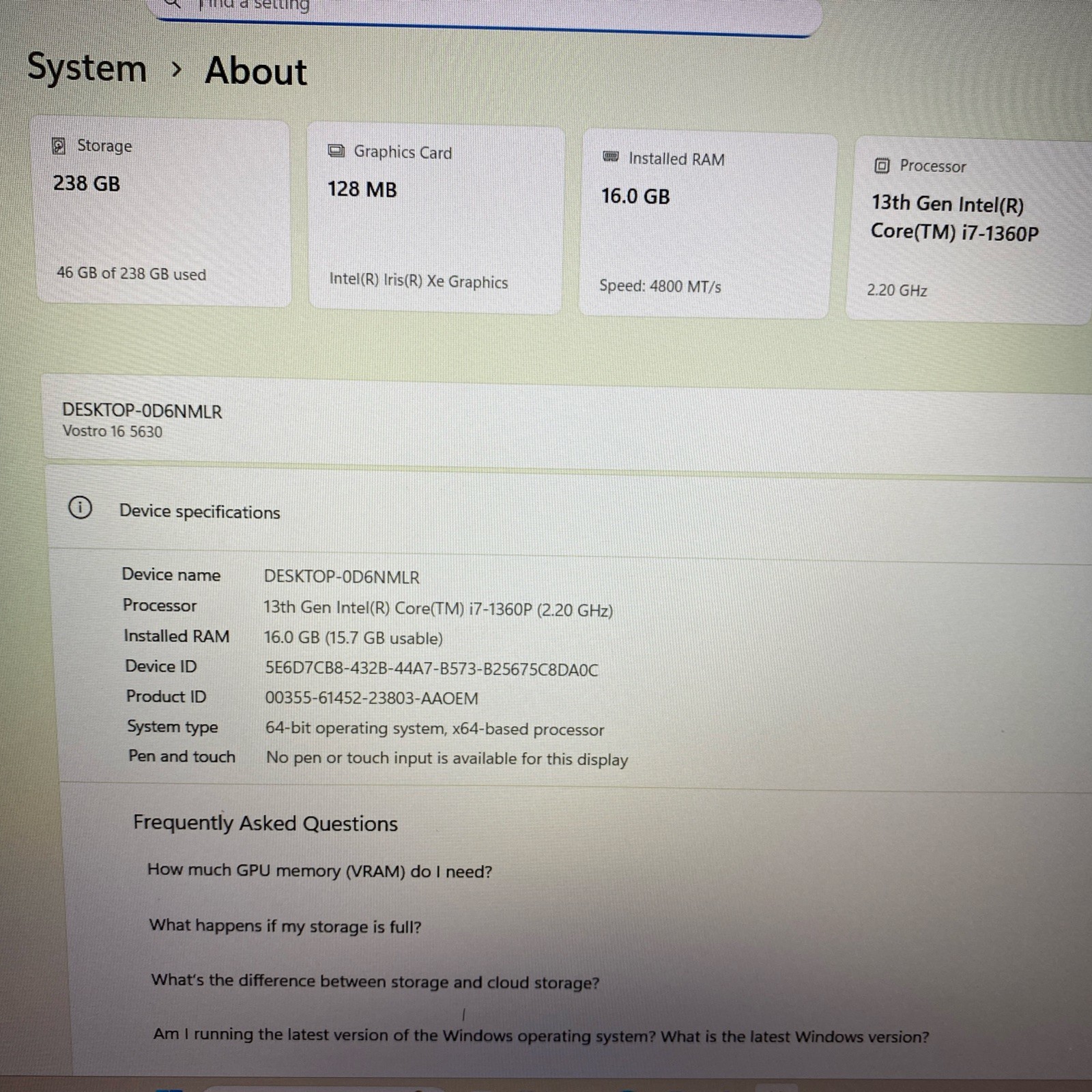 Dell Vostro 16 5630 | i7-1360P 16GB RAM 256GB FHD+ Backlit KB COSMETIC ISSUES