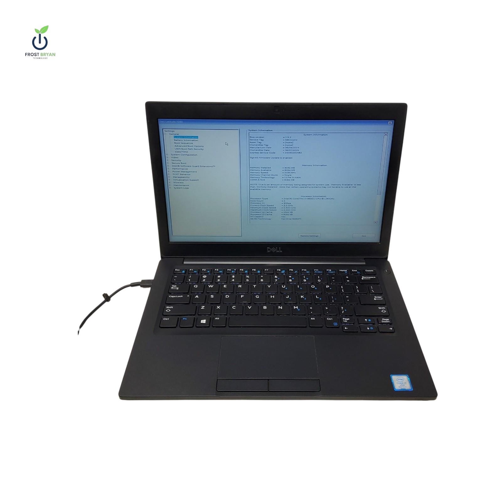 DELL LATITUDE 7290 i7-8650u@1.90GHz 8 GB 256 GB No OS/Batt Grade D [DEFECTIVE]