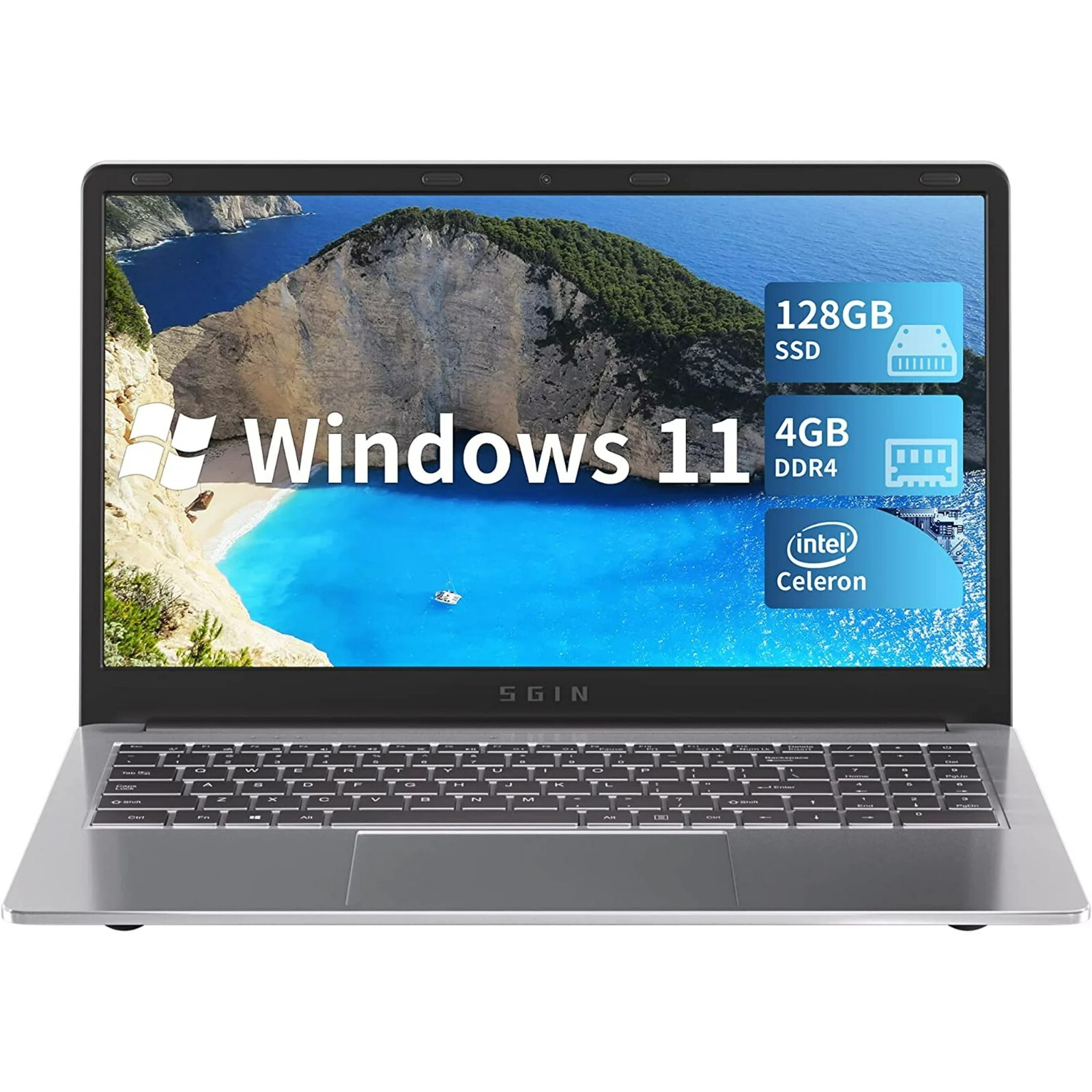 SGIN 15.6″, 4GB DDR4,128GB SSD,Windows 11 Celeron J4105, 1920×1080 Bluetooth 4.2