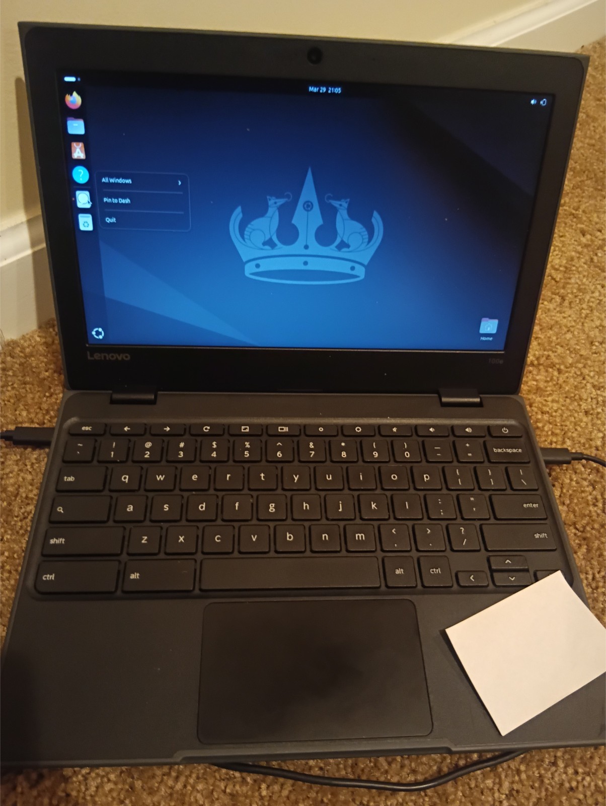 Lenovo Chromebook 100e Upgraded with Ubuntu OS 24.04.2 Linux Laptop