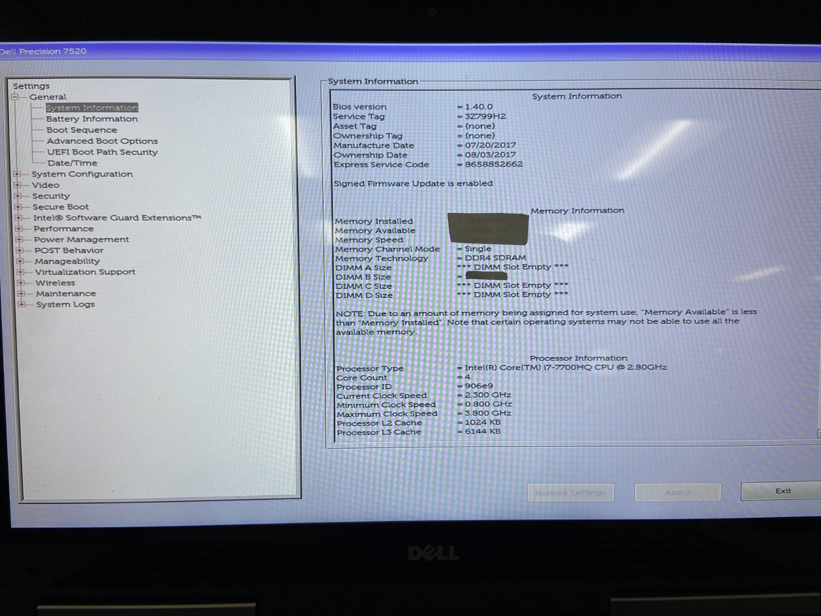 3x Dell Precision 7510/7520 15.6″ E3/i7 (BIOS) *No OS/HDD/RAM/AS IS* | C1061DS