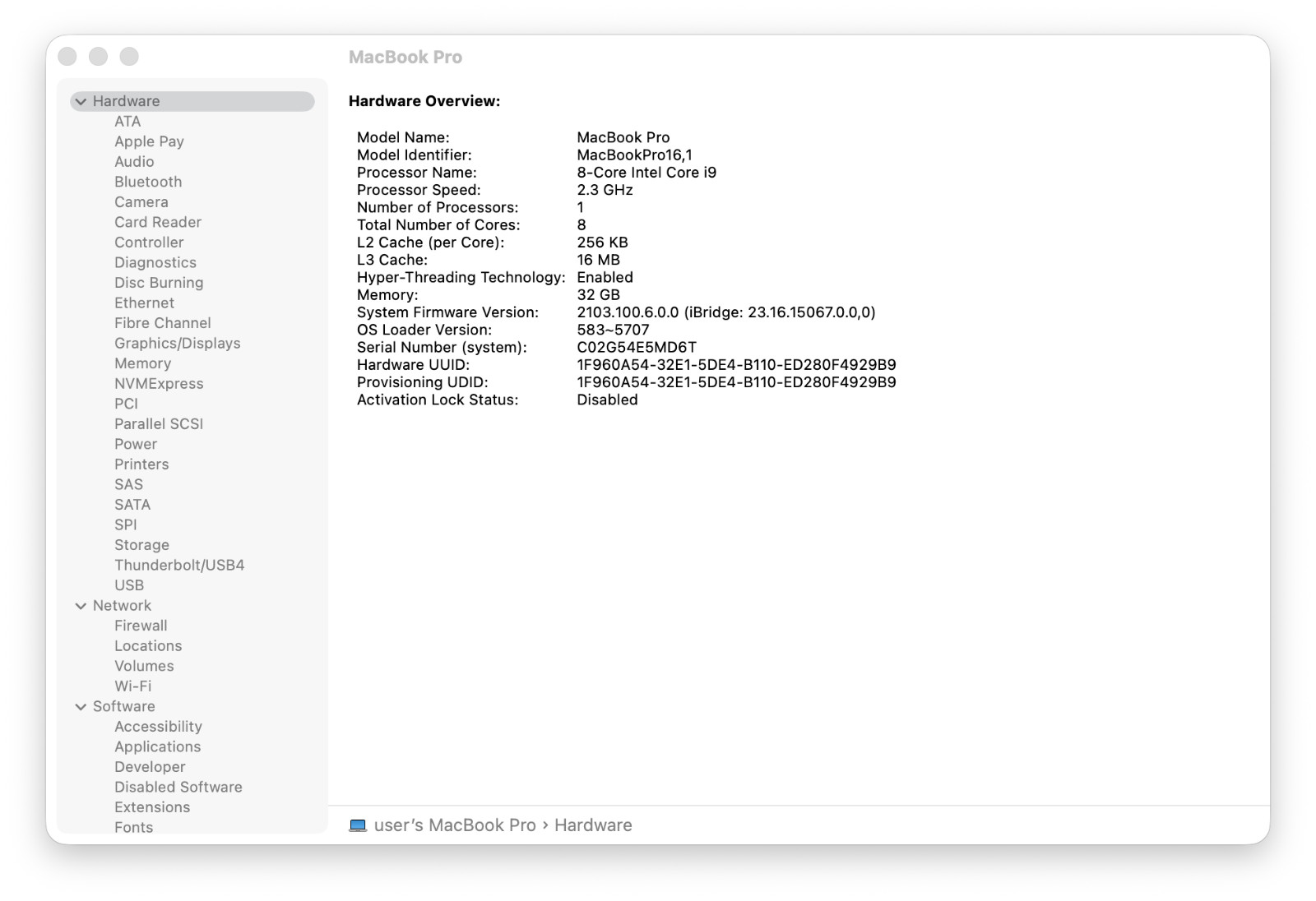 Apple MacBook Pro A2141 16″ AMD Radeon Pro 5500M 2.3GHz Intel i9-9880H 32GB 1TB