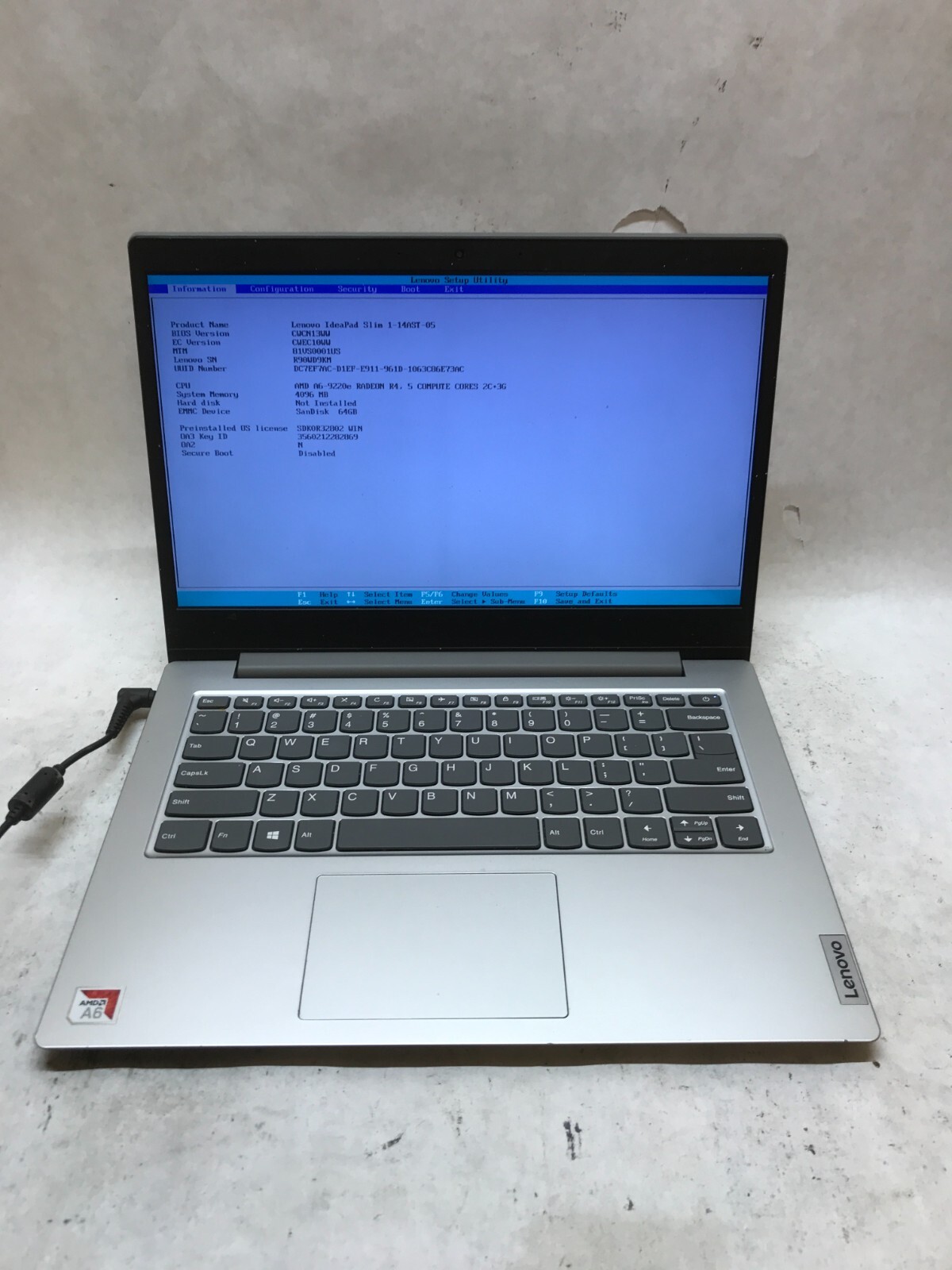 Lenovo IdeaPad Slim 1-14AST-05 AMD A6-9220e 4GB RAM 64GB SSD For Parts READ – DW