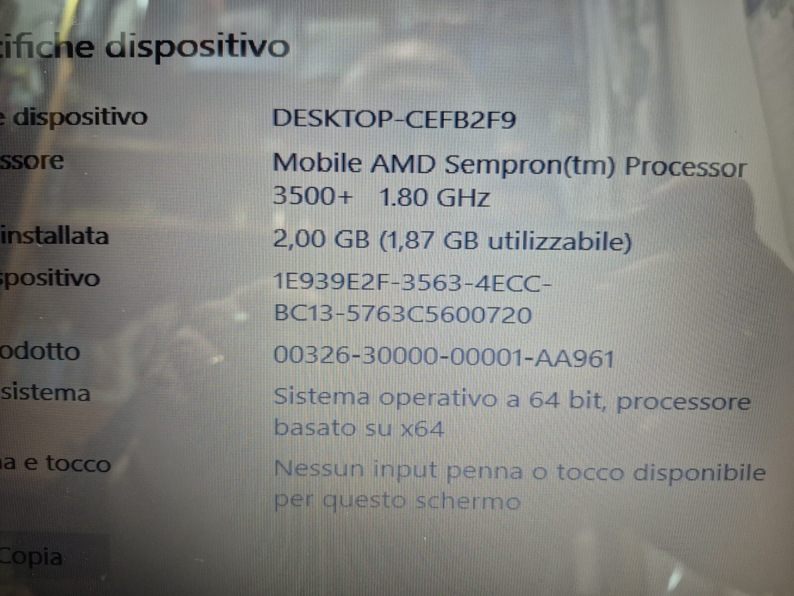 Fujitsu Siemens Laptop Amilo La1703 Cpu Amd Sempron 3500+ 2Gb For Parts