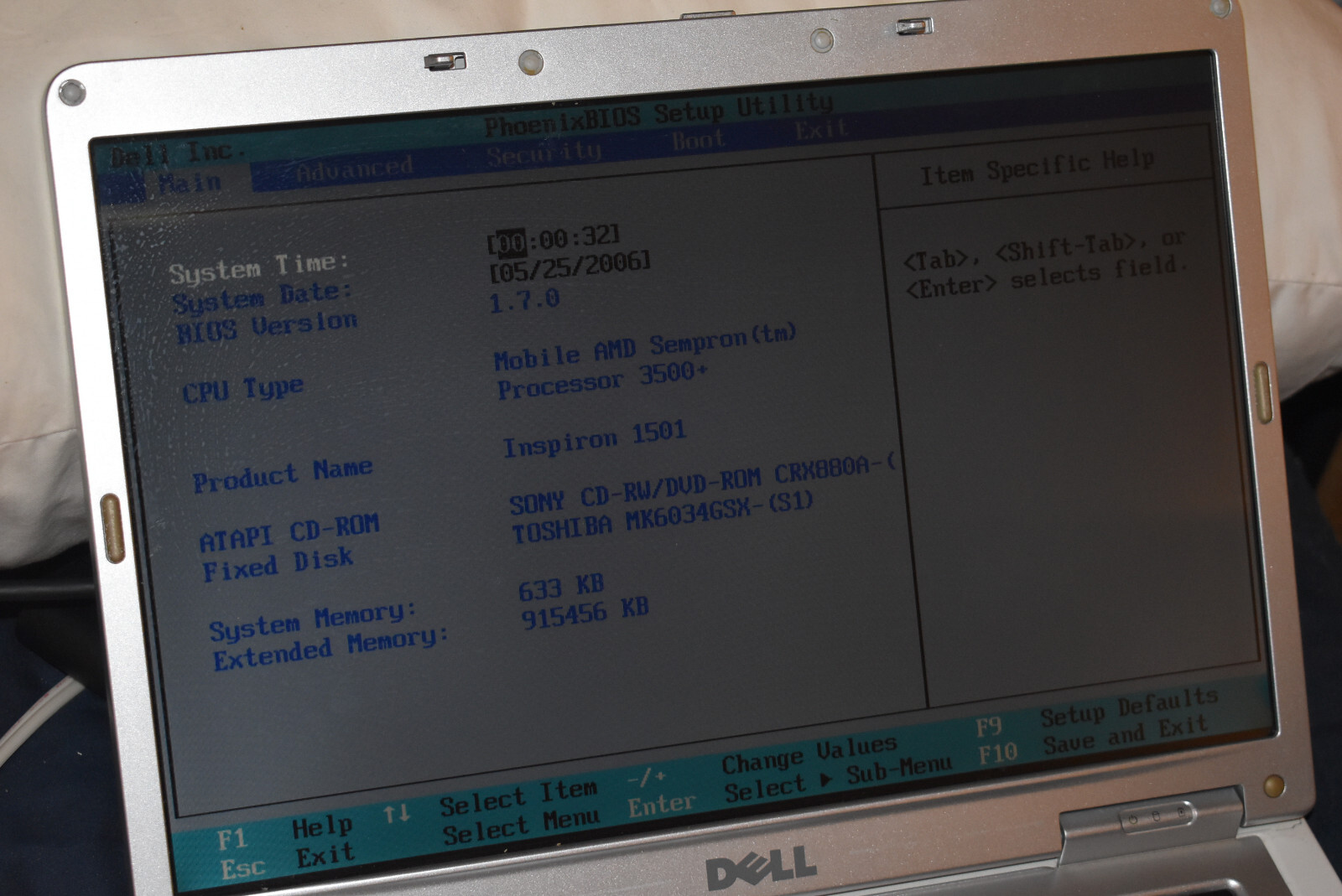 Dell Inspiron 1501 Laptop Mobile AMD Sempron 3500+ 1GB Ram 60GB HDD Windows XP