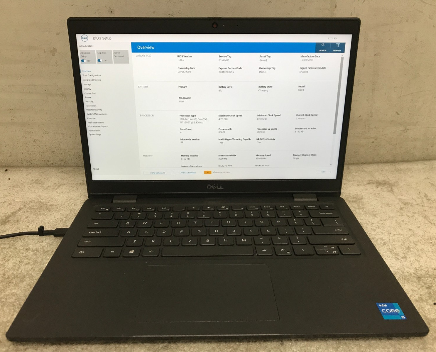 Dell Latitude 3420 / Intel Core i5-1135G7 1.40GHz / 8GB RAM / No SSD