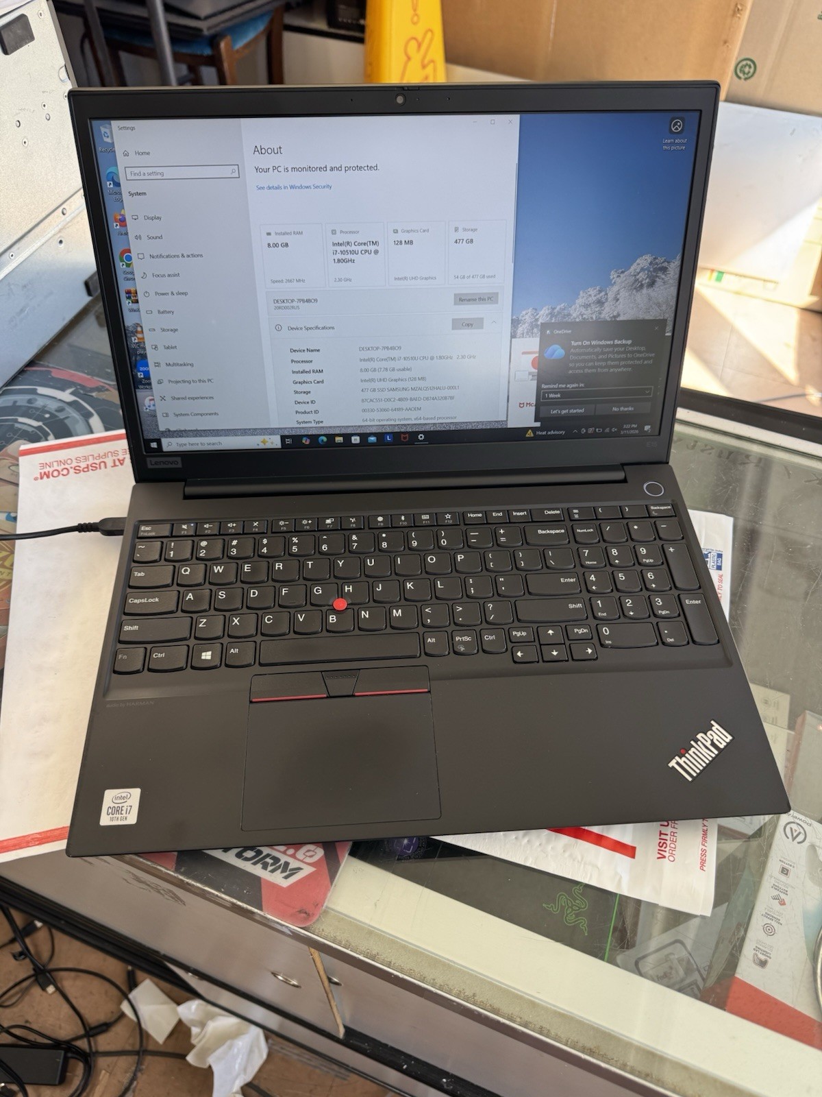 Lenovo ThinkPad E15 Gen 1 i7 10th Gen 8GB 512GB SSD 15.6″ FHD Win10 Pro