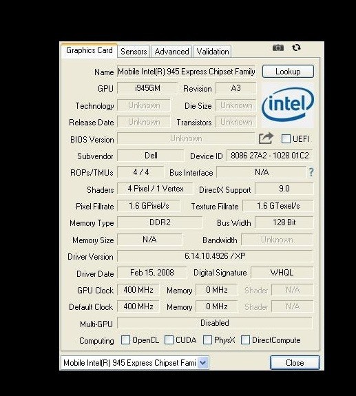 Dell/Latitude D620/Win XP SP3/256GB SSD/4GB RAM/Core 2 Duo 2.16GHz/WiFi/DVD+-RW
