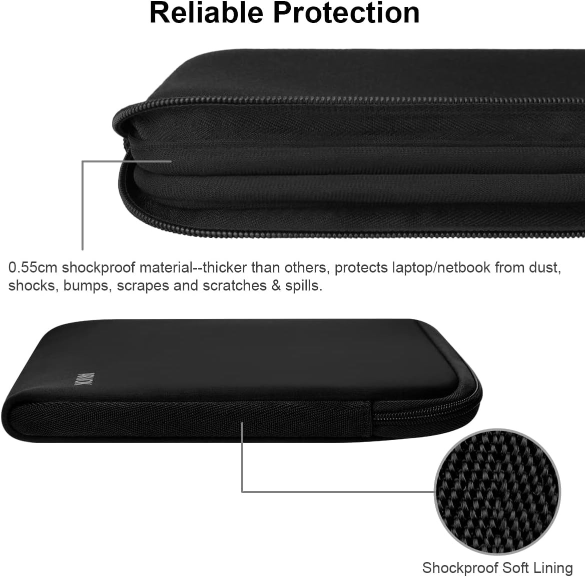 15 15.6 16 inch Laptop Sleeve Case, Water-Resistant Notebook Computer Pocket