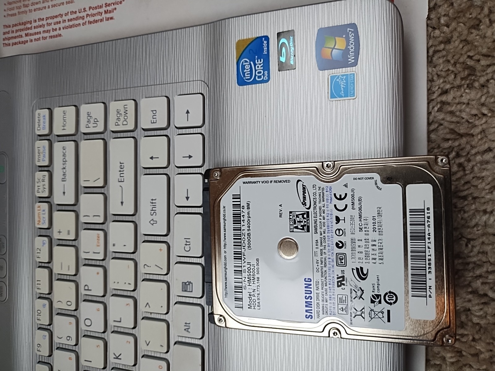 Sony VAIO VGN-NW150J intel Core 2 Duo Bluray Laptop Computer Silver 4GB 500GB