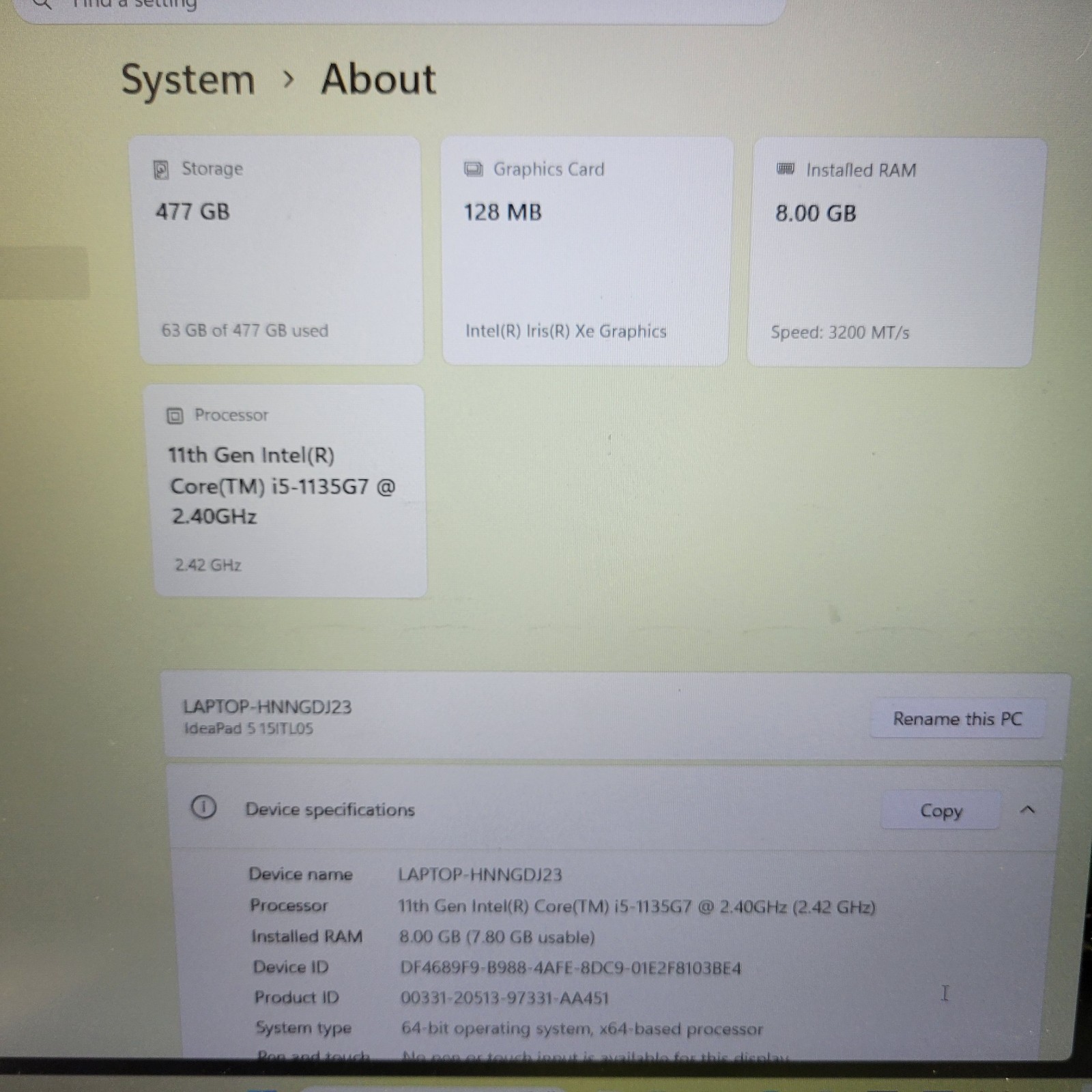 Lenovo IdeaPad 3 15ITL6 15.6″ i5-1135G7 2.4GHz 8GB RAM 512GB SSD With AC Win 11