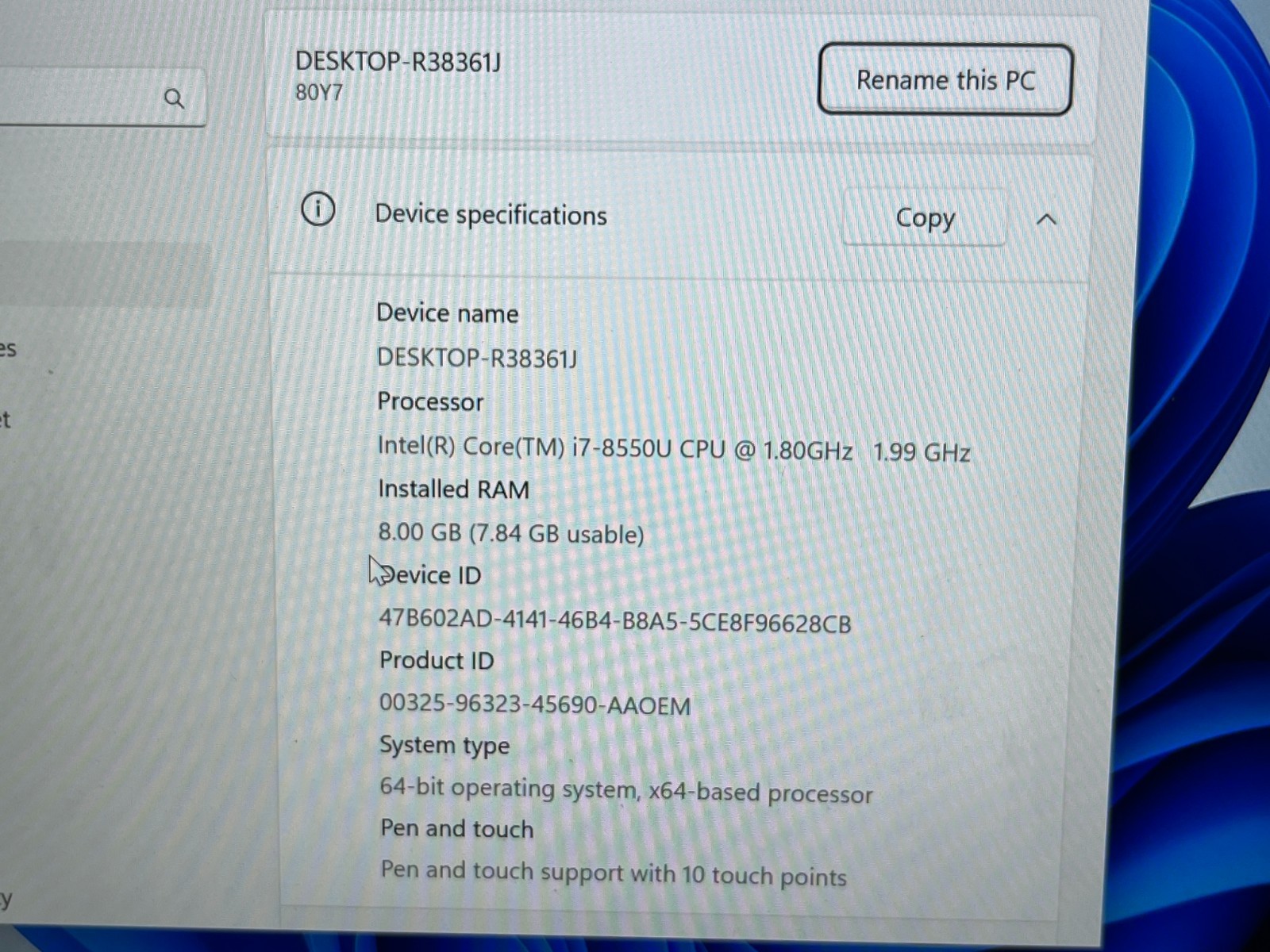 Lenovo Yoga 920-13IKB 2-In-1 Touch Win 11 Laptop i7-8550U 8GB RAM 256GB SSD