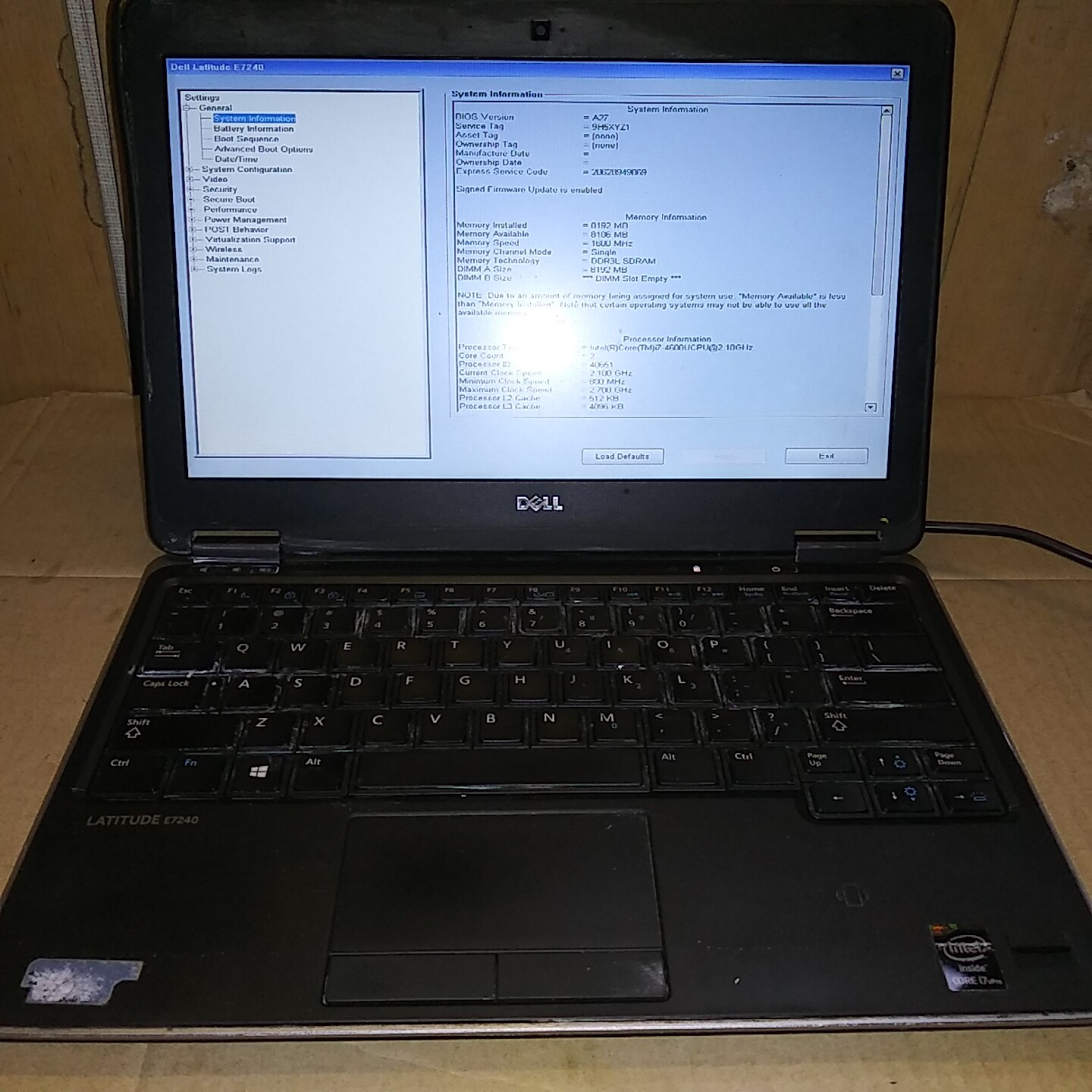 Dell Latitude E7240 Laptop Parts/Repair BOOTS Core i7-4600U 2.1GHz 8GB RAM NO HD