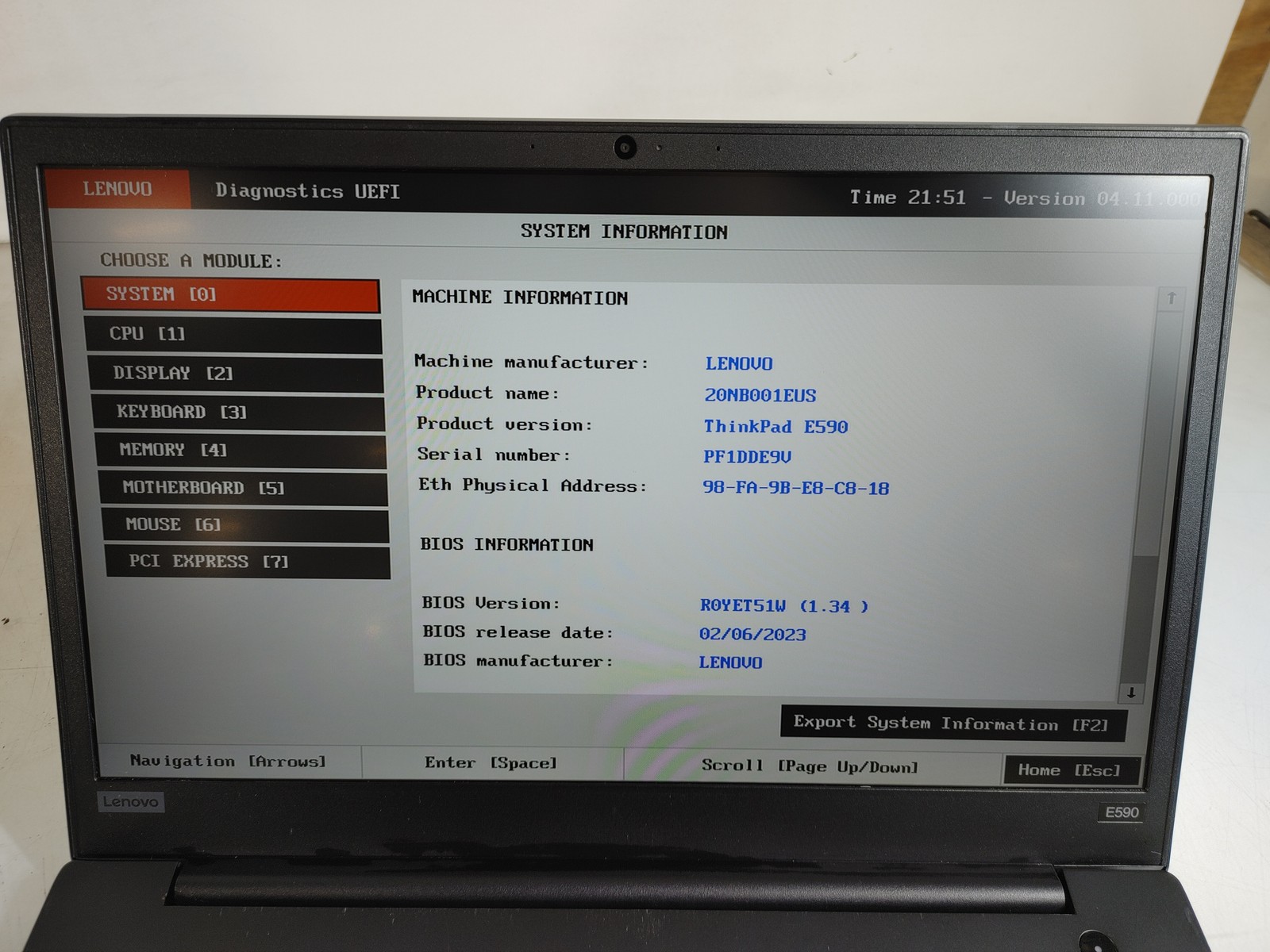 Lenovo ThinkPad E590 Core i7-8565U 1.80 GHz 16 GB DDR4 No HDD