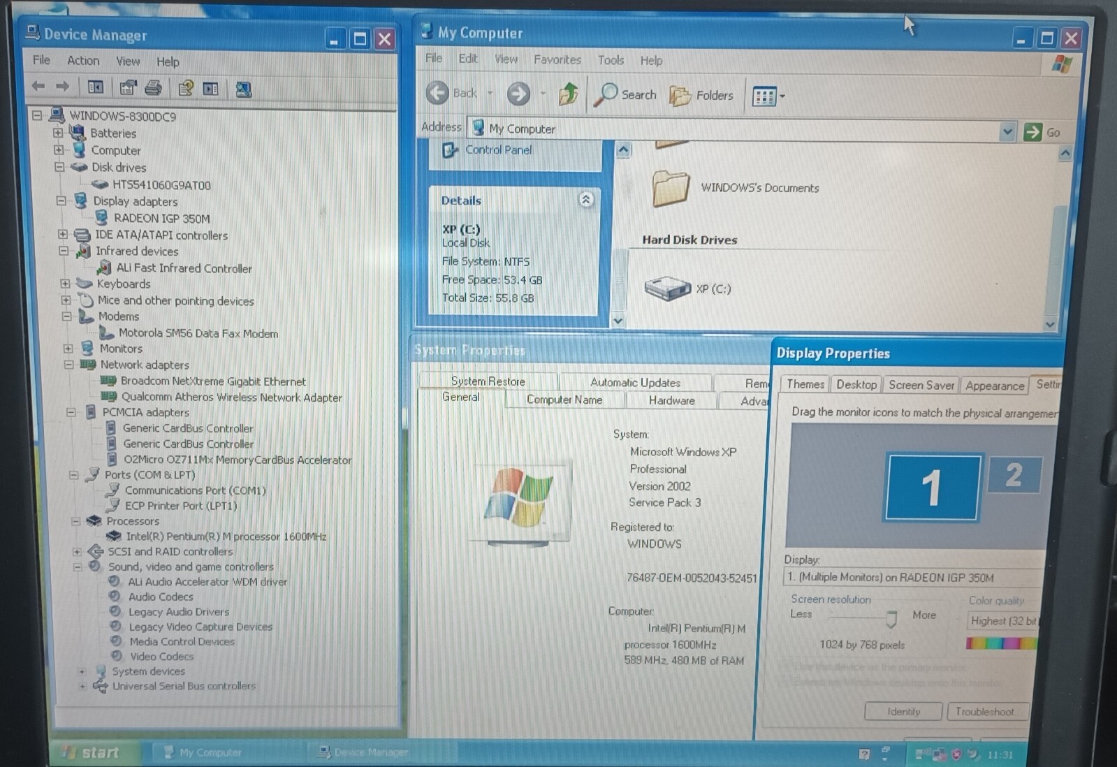 Compaq nc4010 Laptop 358809-001 12.1″ 512MB 60GB Wi-Fi Windows XP ATI Radeon
