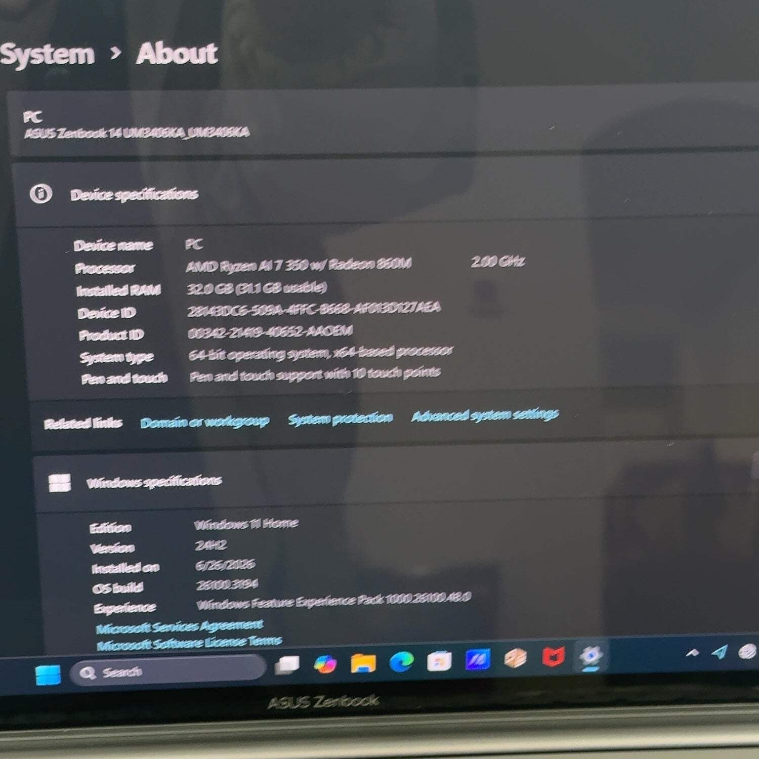Asus Zenbook 14 UM3406K 14″ Ryzen AI 7 350 2.0GHz 32GB RAM 1TB SSD