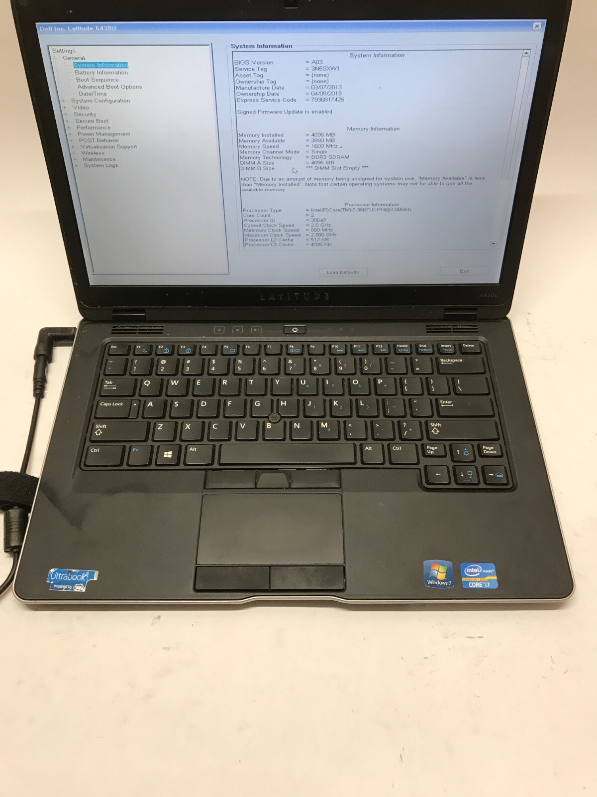 Dell Latitude 6430U 14″ Intel Core i7-3667 4GB RAM NO HDD/OS For Parts AS IS -DW